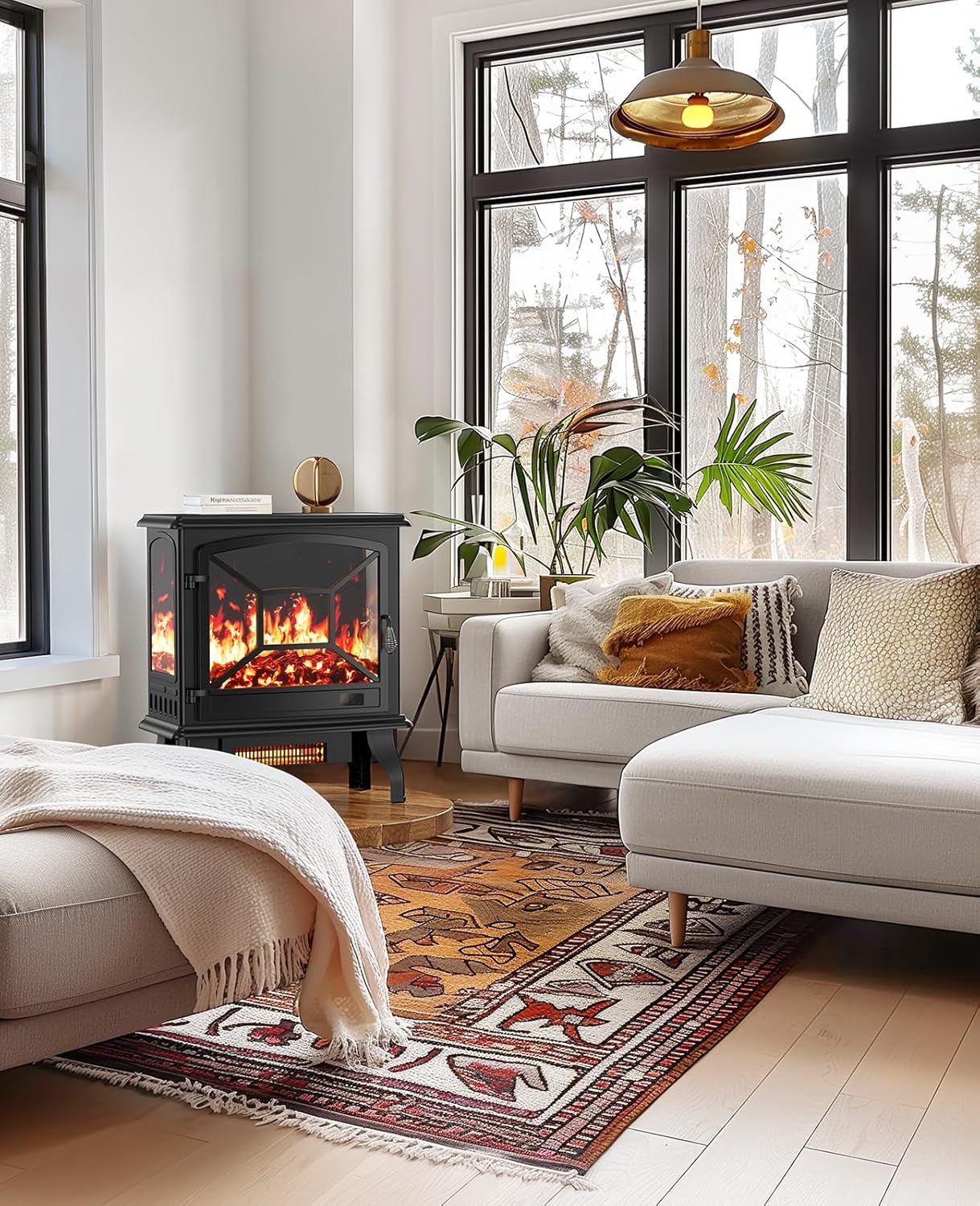 Silonn 50″Smart Electric Fireplace Heater with App & Remote Control, 5300 BTU Heat Output, Ultra-Slim Wall-Mounted or Recessed Electric Fireplace Inserts with Timer, 20 Flame Colors,WiFi Enabled