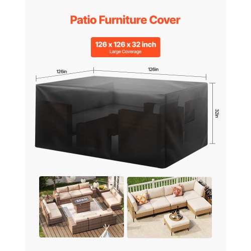 VEVOR Schutzhülle Abdeckplane für Terrassenmöbel 420D Wasserfest 320x320x81cm
