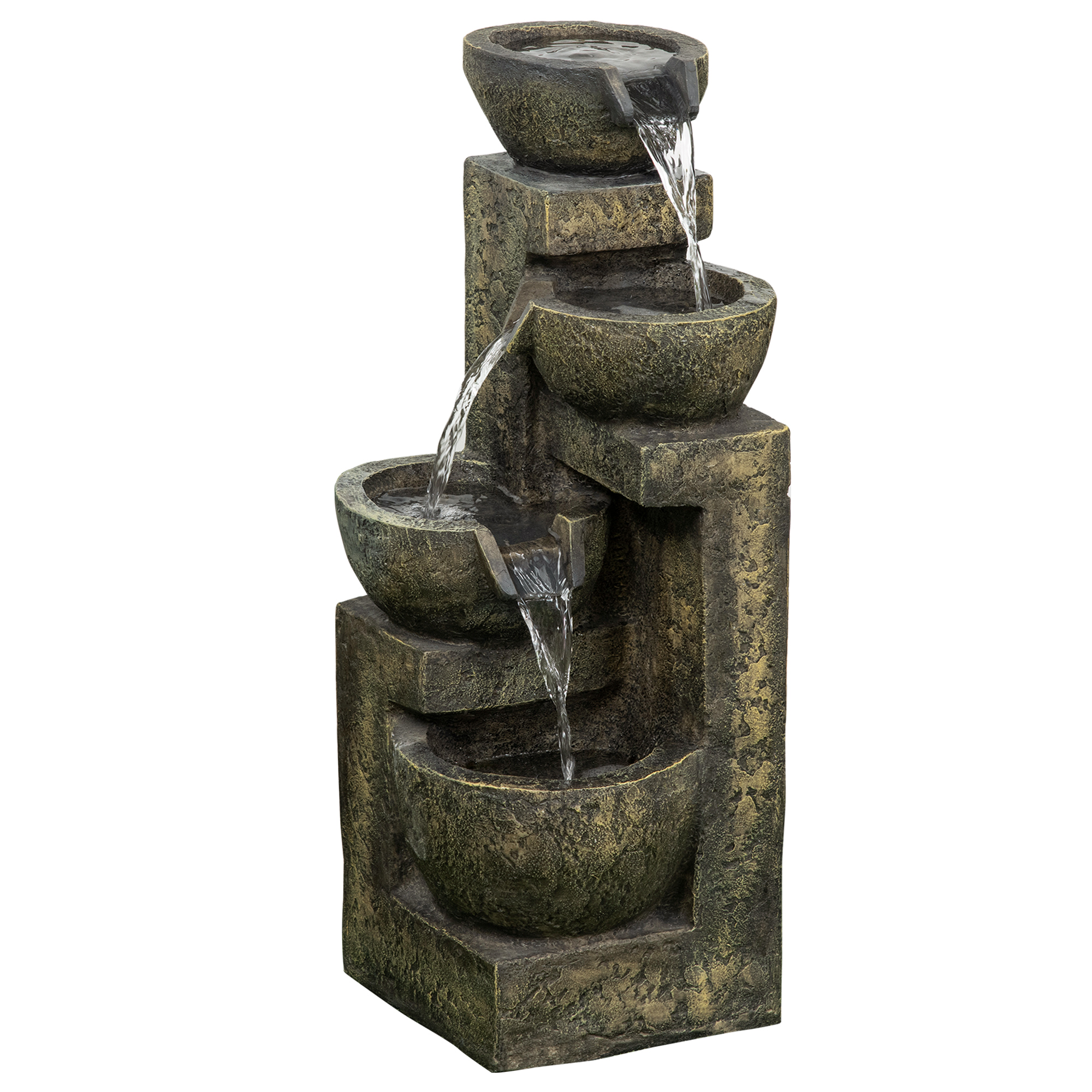 Outsunny Tuin fontein 25x24x60 cm, verstelbare stroom, 60 cm hoog, zwart
