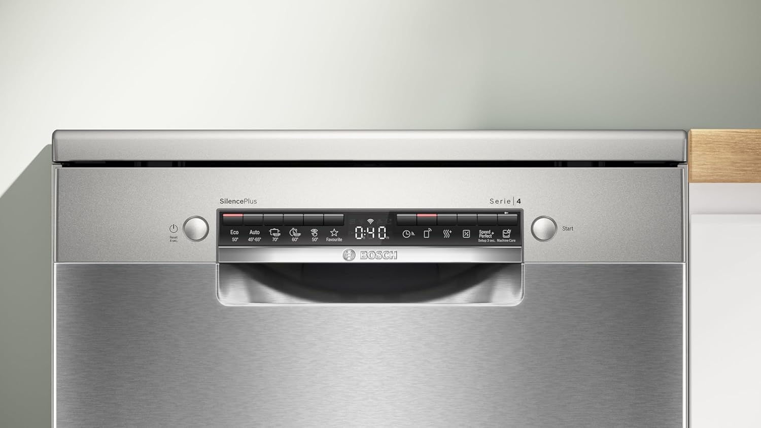 Bosch SMS4ECI28E Serie 4, Lavastoviglie da libera installazione, Home Connect, Diagnostica da remoto, Assistente al lavaggio, Green Collection, Acciaio, 60cm