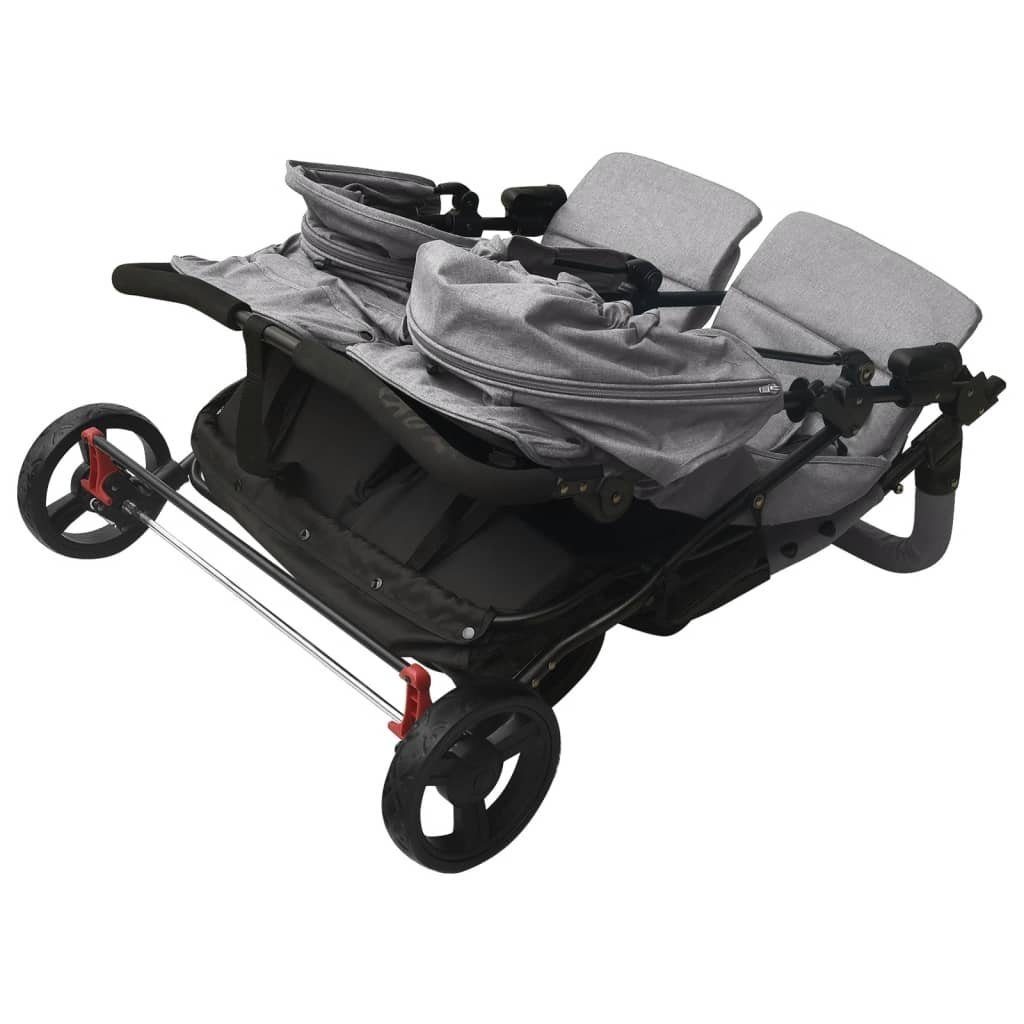 Kinder-Buggy aus Stahl, Leinenstoff in Hellgrau