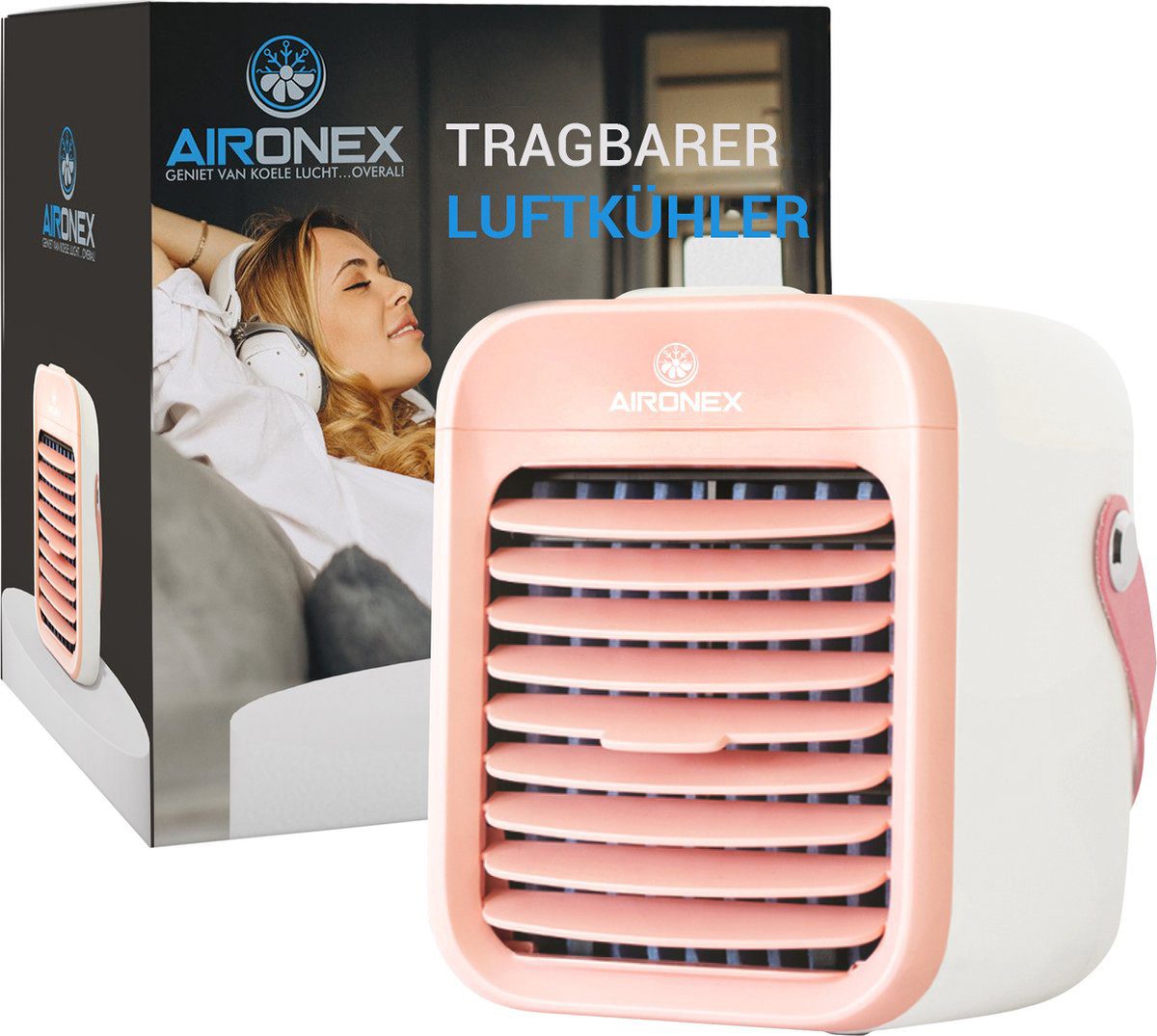 Tischventilator Tragbarer Luftkühler Pink – Kabelloser Luftkühler mit Wassertank