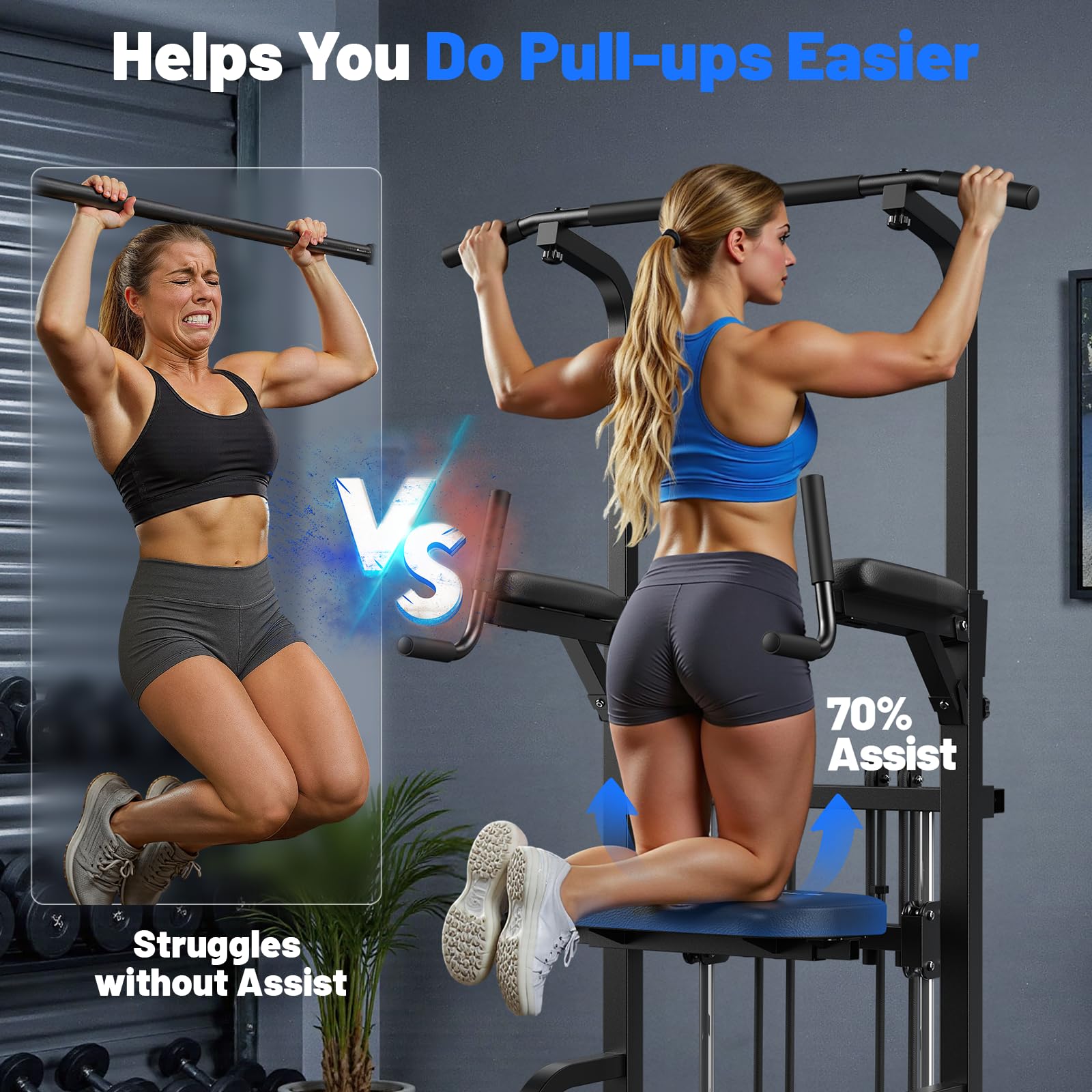 Sportsroyals Power Tower Dip Station Klimmzugstange für Heimgym Fitnessstation für Ganzkörpertraining und Dip Barren