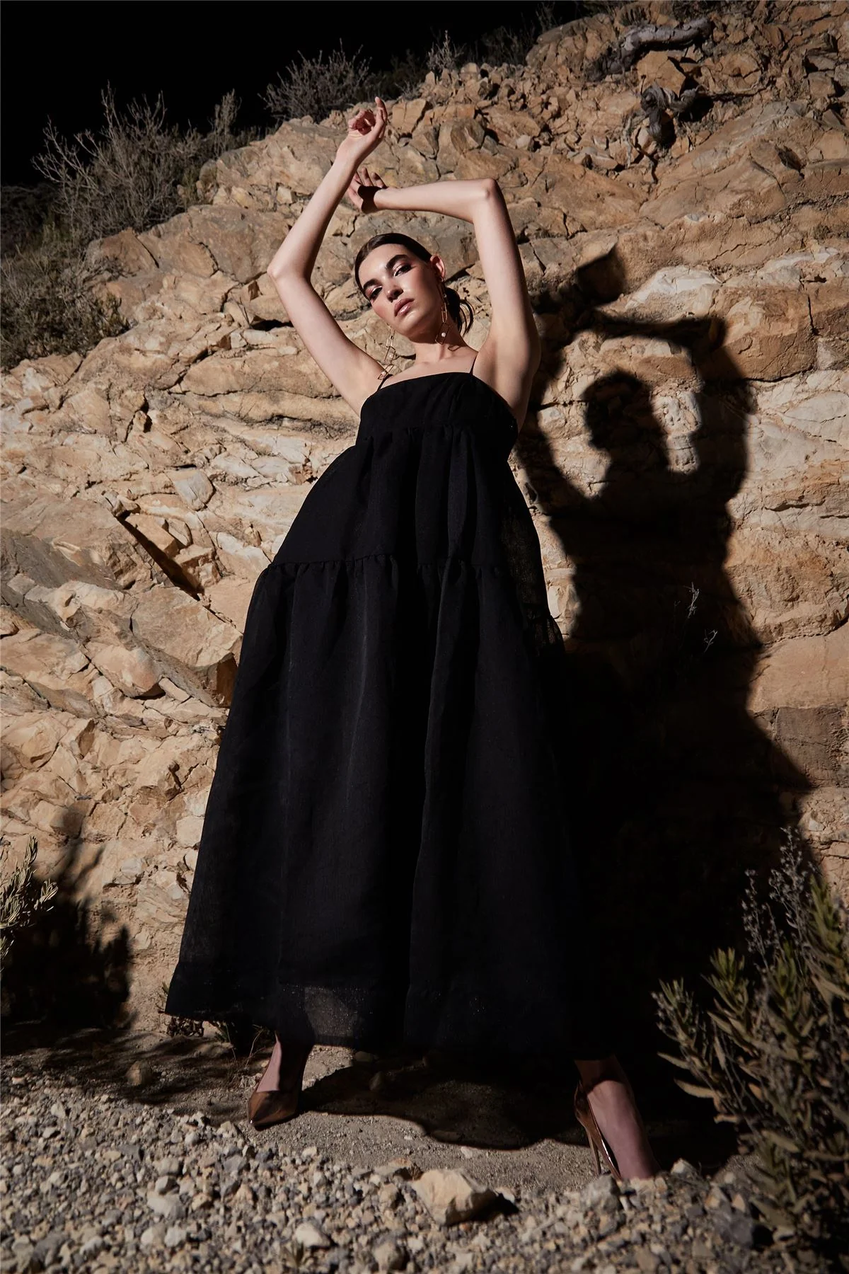 Tiffany Black Empire Line Midaxi Cami Dress