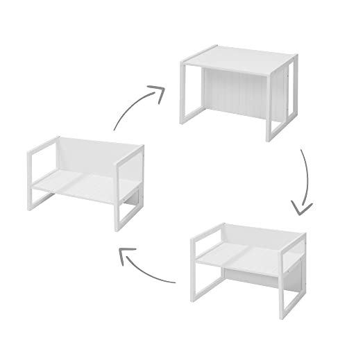 roba Set Tavolo   Sgabello per Bambini   Convertibile in Panca   Stile Country – Mobili per Bambini – 3 Altezze – Multifunzionale   Legno Laccato Bianco : Casa e cucina