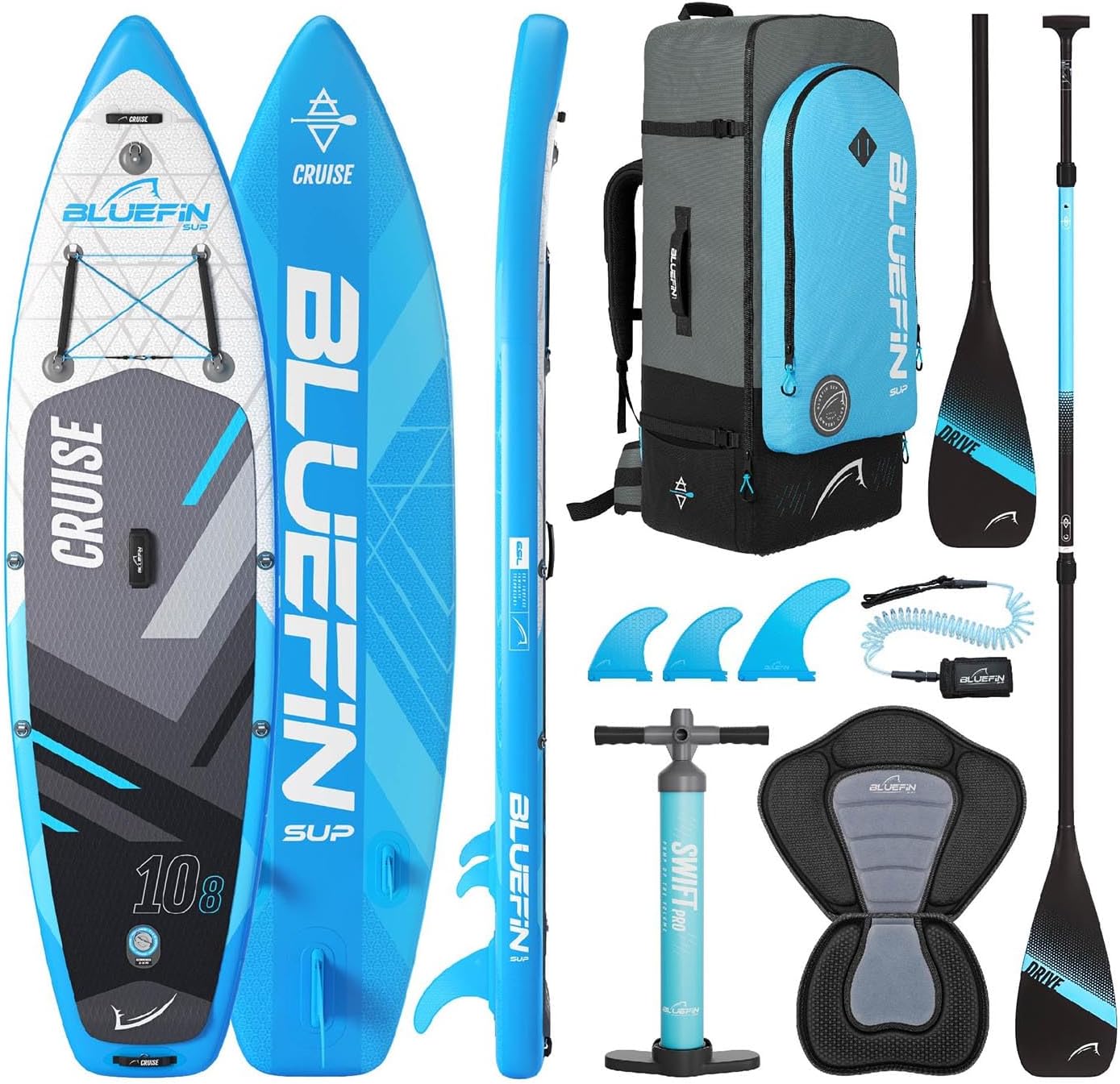 Tavola da paddle gonfiabile Bluefin Cruise 10'8 | SUP per adulti | SUP Bluefin Cruise | Pacchetto facile da trasportare per i viaggi | Accessori inclusi