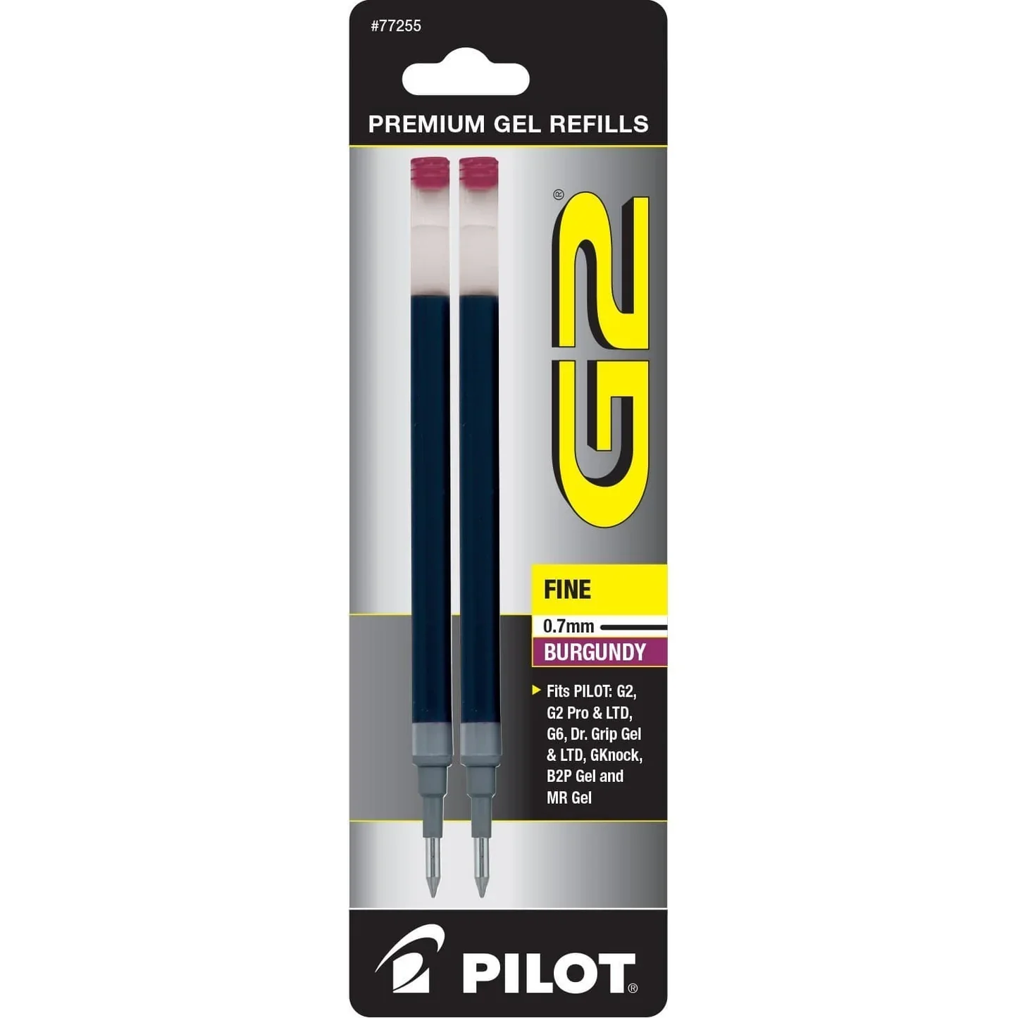 Pilot G2 Gel Ink Refills, Burgundy, 2 Pack