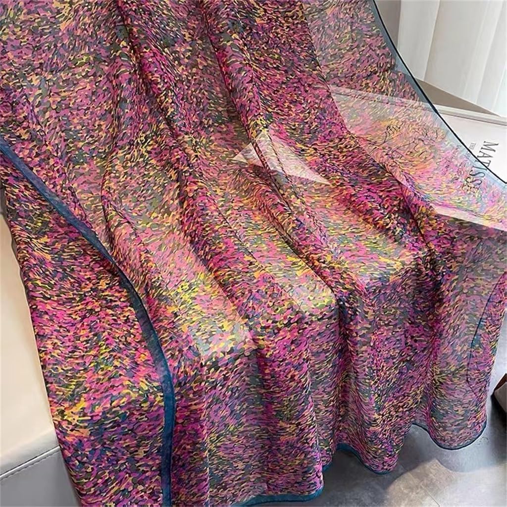 Weicher Gazeschal für Damen, großes bedrucktes Strandtuch, kleines Blumenmuster, Sonnenschutz für den Urlaub (d 180 x 135 cm)