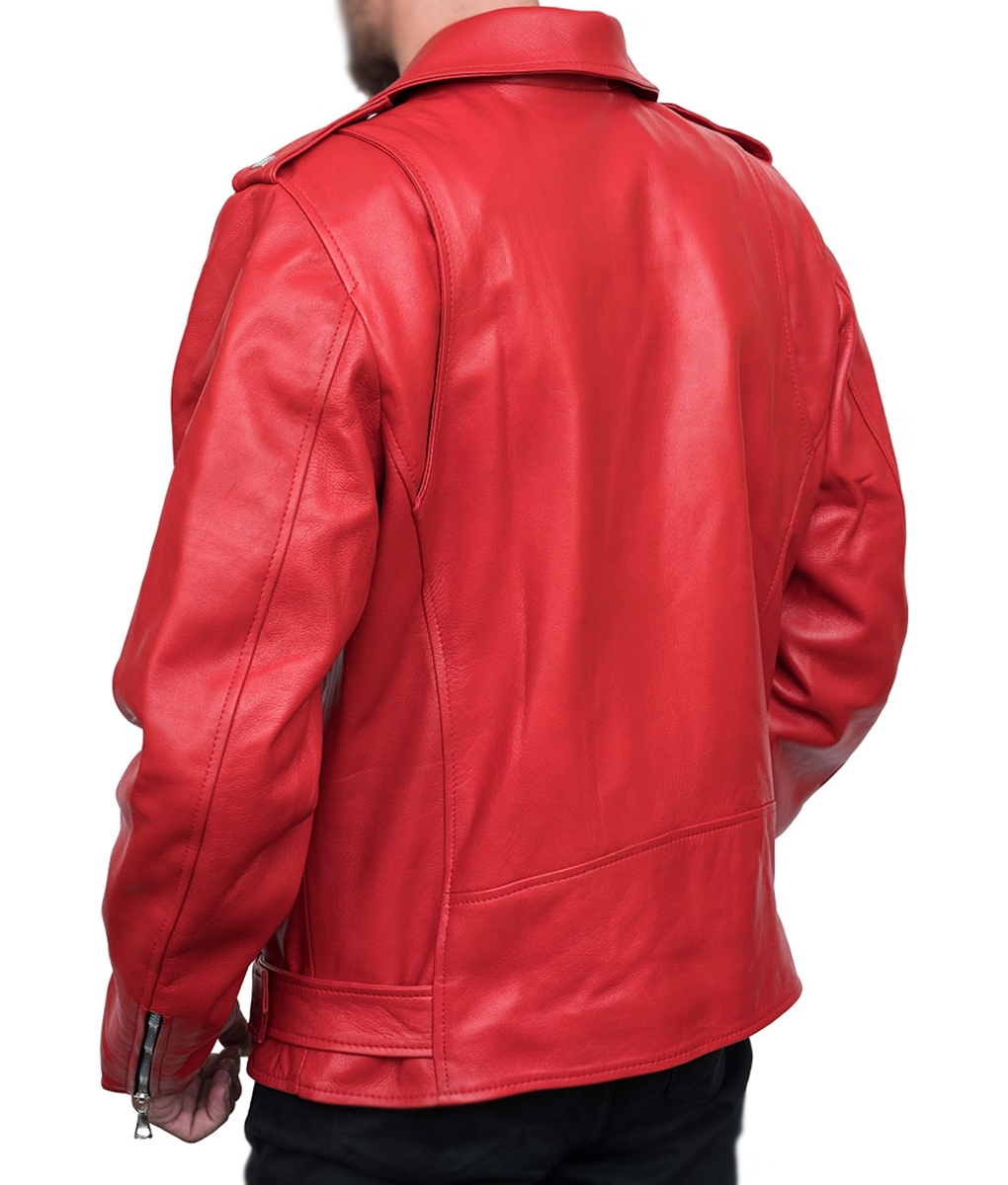 Men’s Asymmetrical Belted Leather Jacket