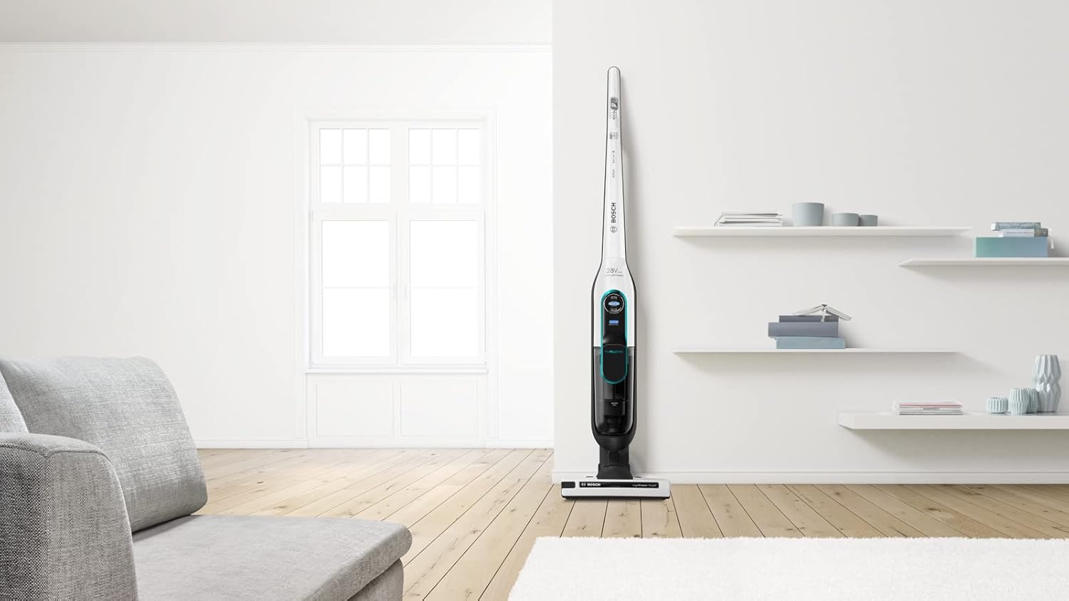 Bosch Athlet ProHygienic 28Vmax Serie I 6 - Aspirapolvere Senza Filo, Ricaricabile, Fino a 60 Minuti di Autonomia con Tecnologia agli Ioni di Litio Bosch, Bianco