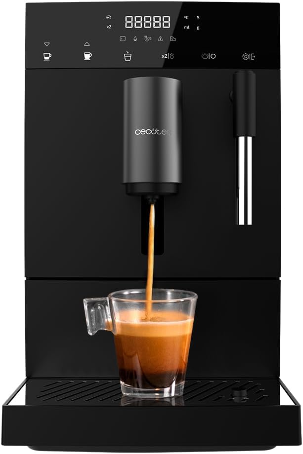 Cecotec Macchina da Caffè Superautomatica Compatta Cremmaet Compact. 1350 W, 19 Bar, Sistema di Riscaldamento a Blocchi Termici, Pulizia Automatica
