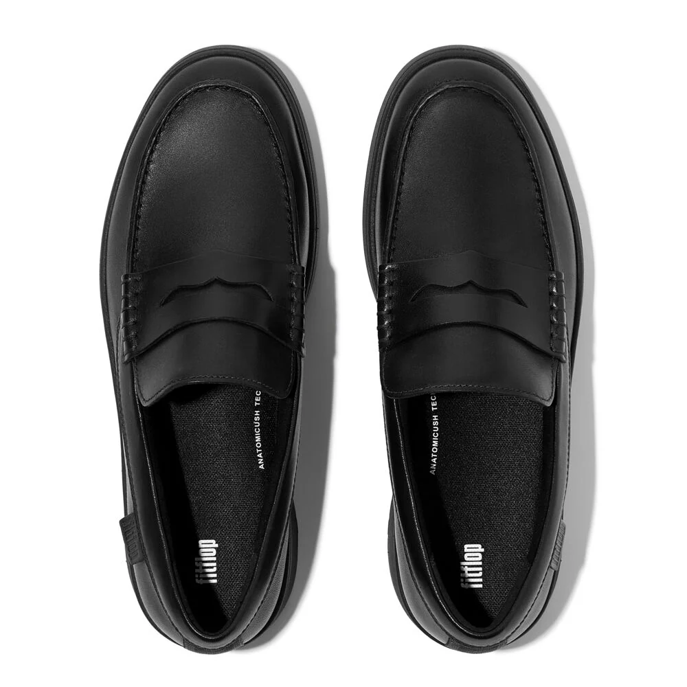 FitFlop RALLY M?nner Black Leder Loafers