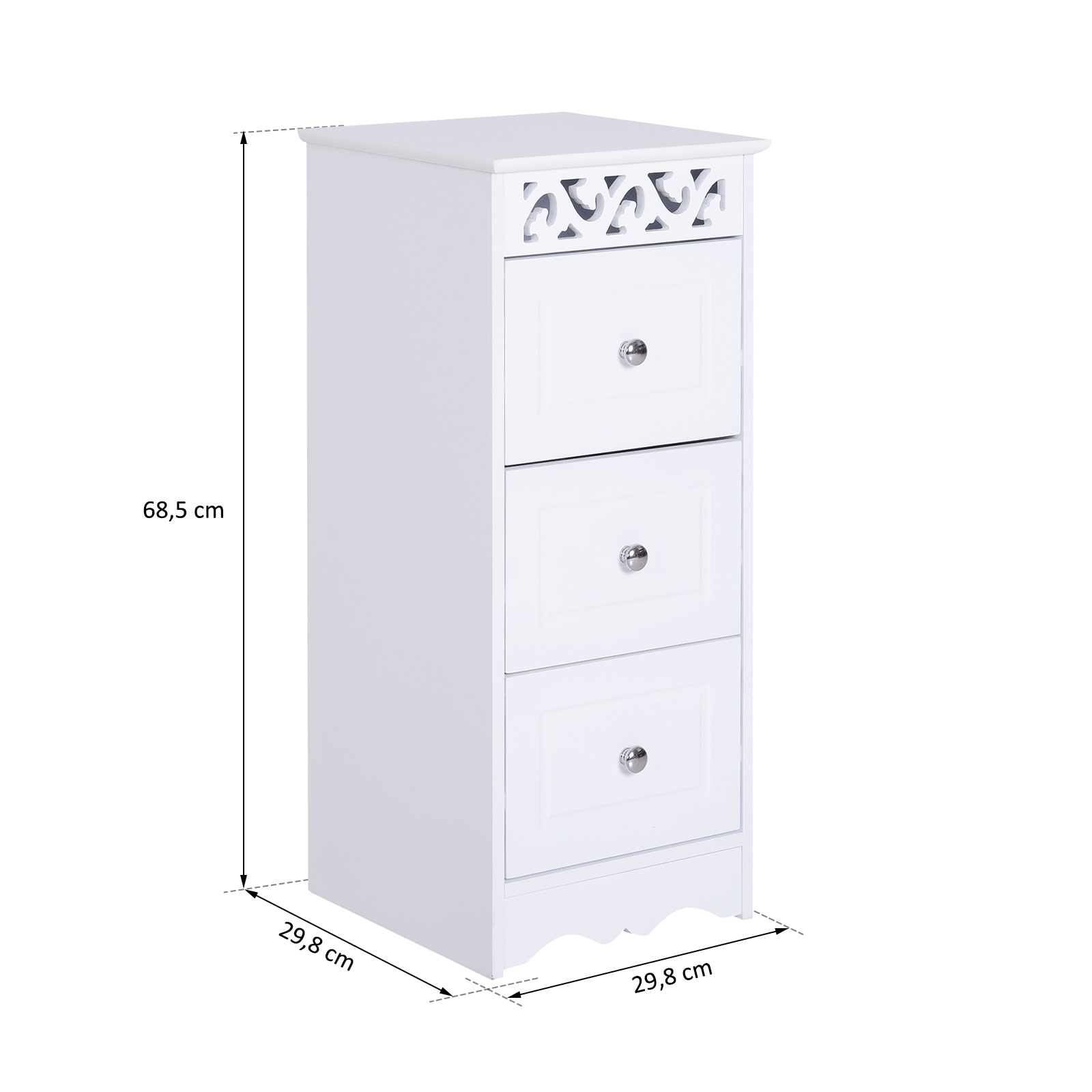 HOMCOM®  Küchenschrank | Aktenschrank | MDF | 29,8 x 29,8 x 68,5 cm | Weiß