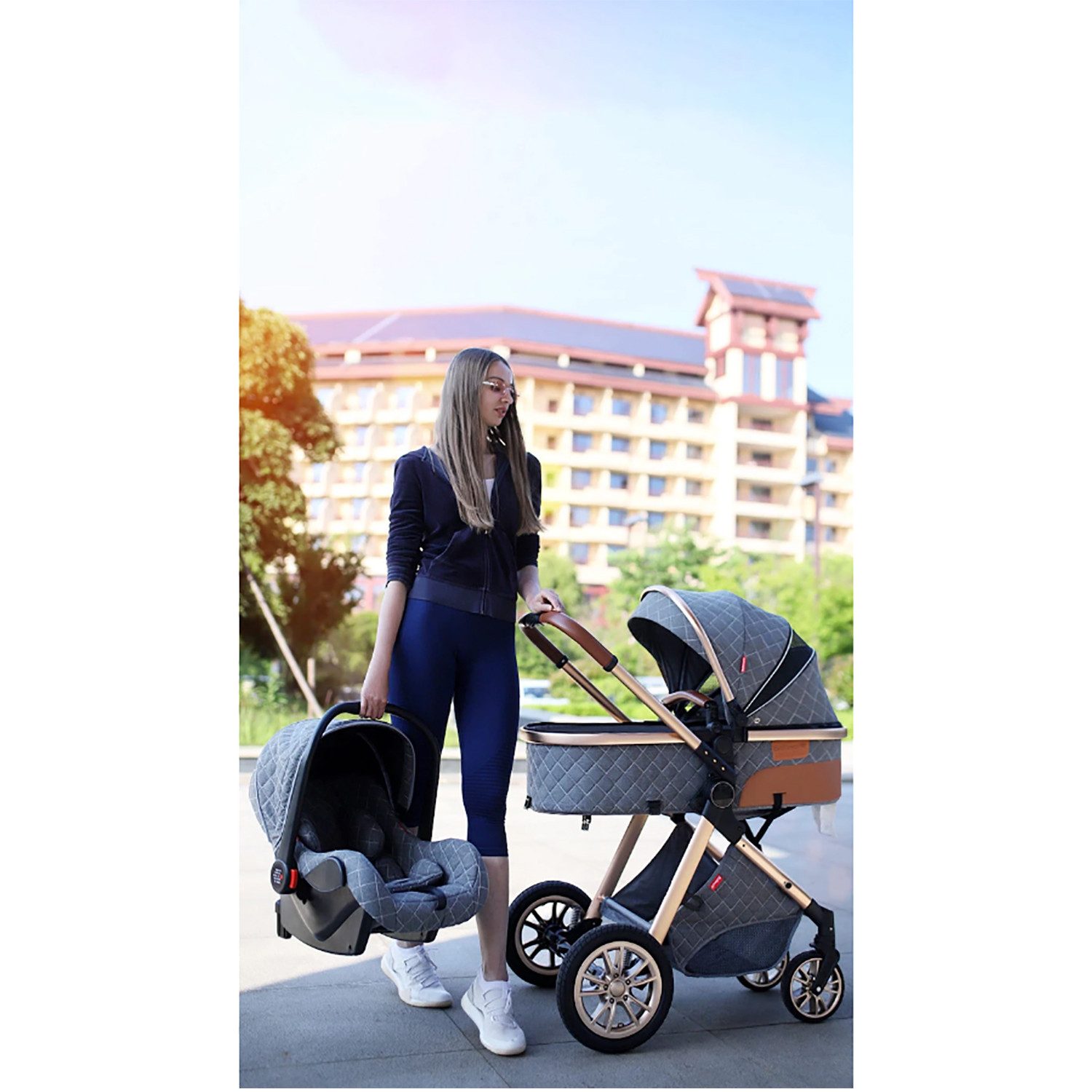 Kombi-Kinderwagen Babyschale Baby Buggy Babywanne Windeltasche