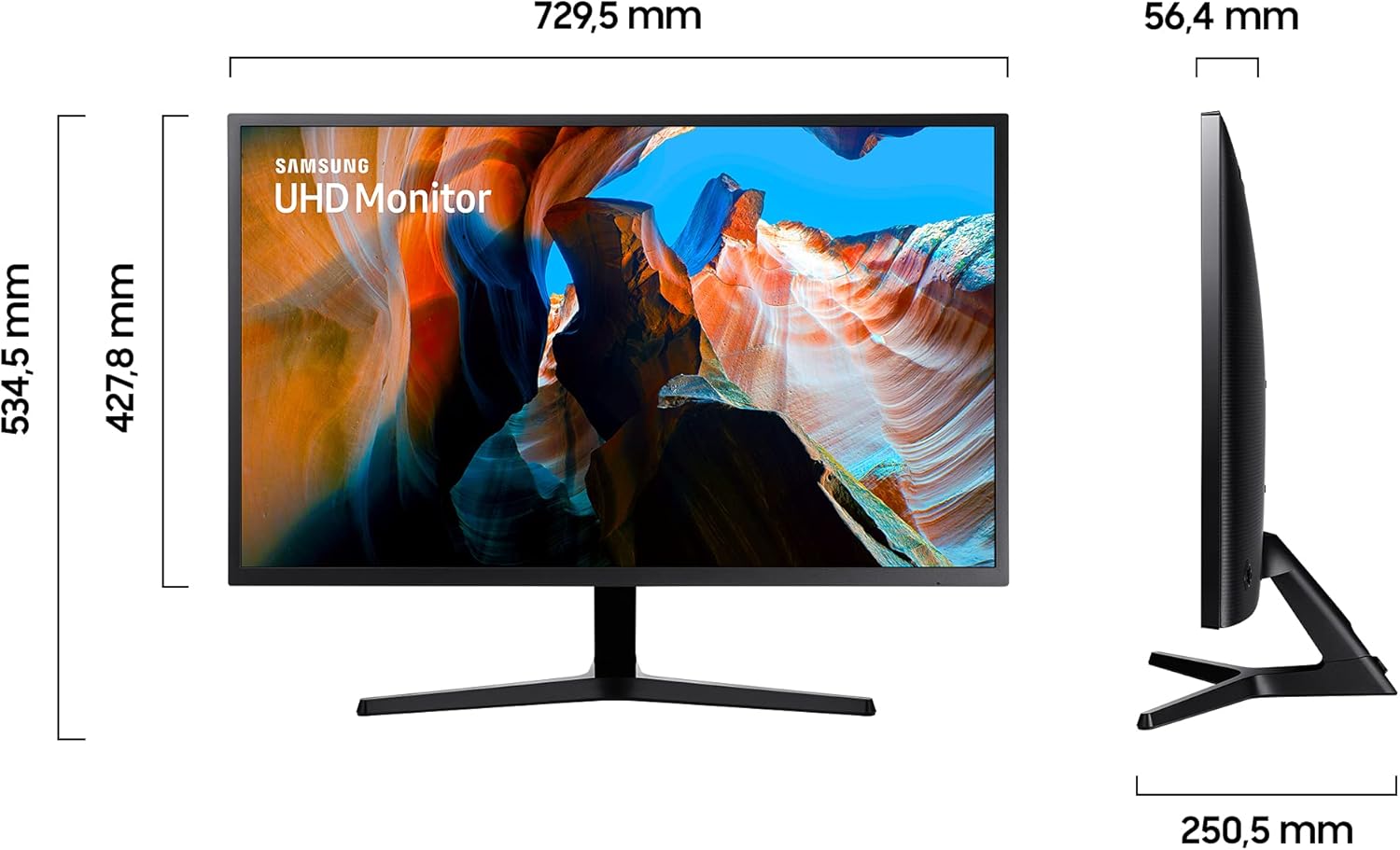 UHD Monitor U32J590UQP, 32 Zoll, VA-Panel, 4K UHD-Auflösung, AMD FreeSync, Reaktionszeit 4 ms, Bildwiederholrate 60 Hz, Dunkelblau-Grau