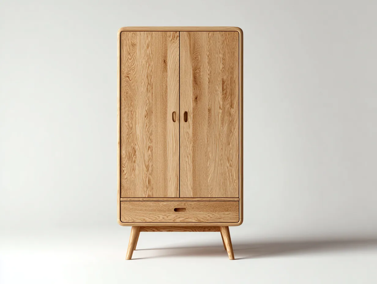 Kleiderschrank mit zwei Türen - Massivholz-Holzwerkstoff - 92 x 55 x 182 cm - Natur - Skandinavischer Stil