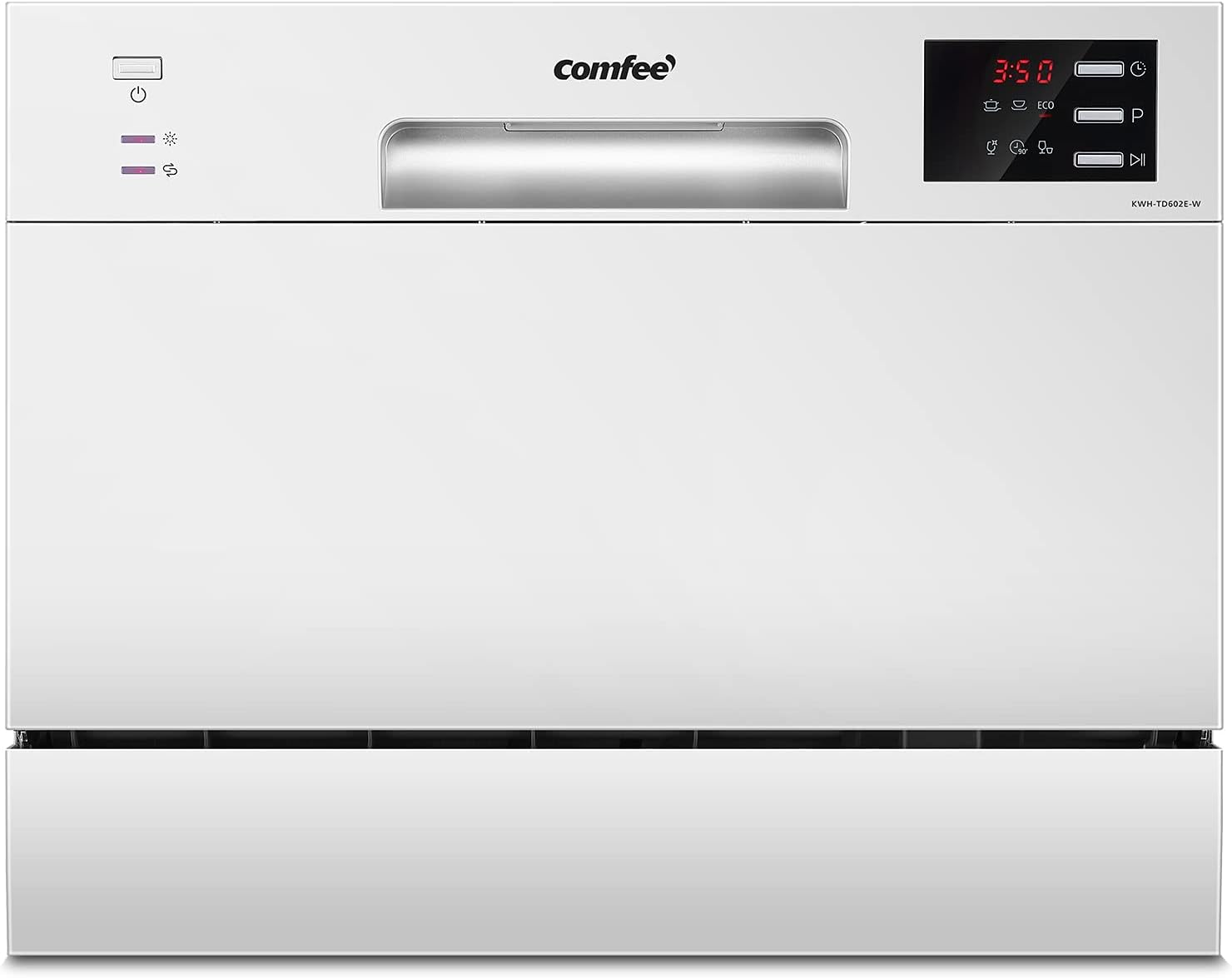 Lavastoviglie compatta da tavolo TD602E-W Mini lavastoviglie con 6 coperti, 6 programmi, display a LED, avvio ritardato e funzione di lavaggio nelle Ore non di Punta - Bianco