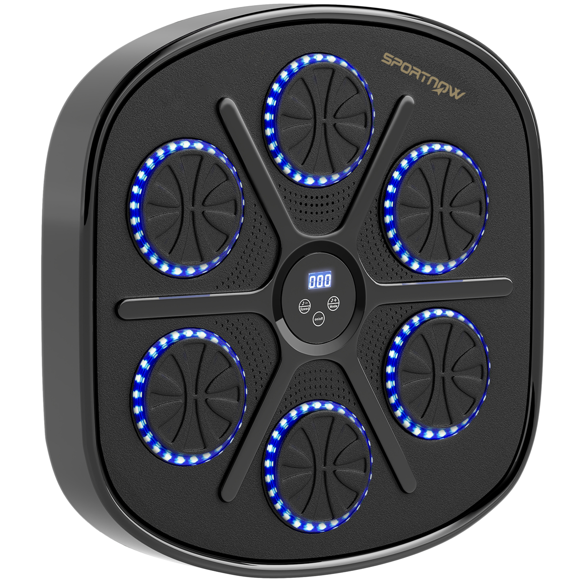 SPORTNOW Musik-Boxmaschine, Rhythmisches Boxgerät, 9 Modi, Bluetooth, LED-Lichter, mit Boxhandschuhen, Schwarz