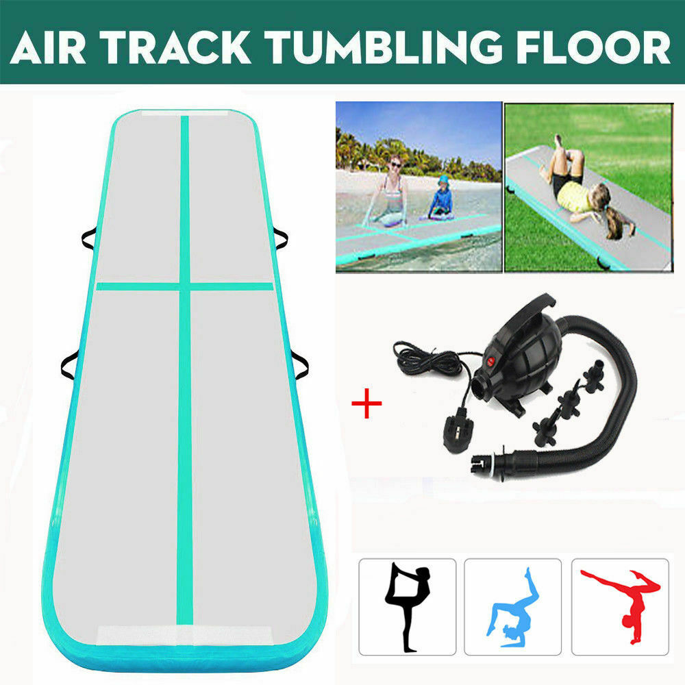 Fbsport Green 4m*1m*0.1m Inflatable Air Track Tumbling Gymnastic Mat Floor Home Training Yoga W/ Pump
