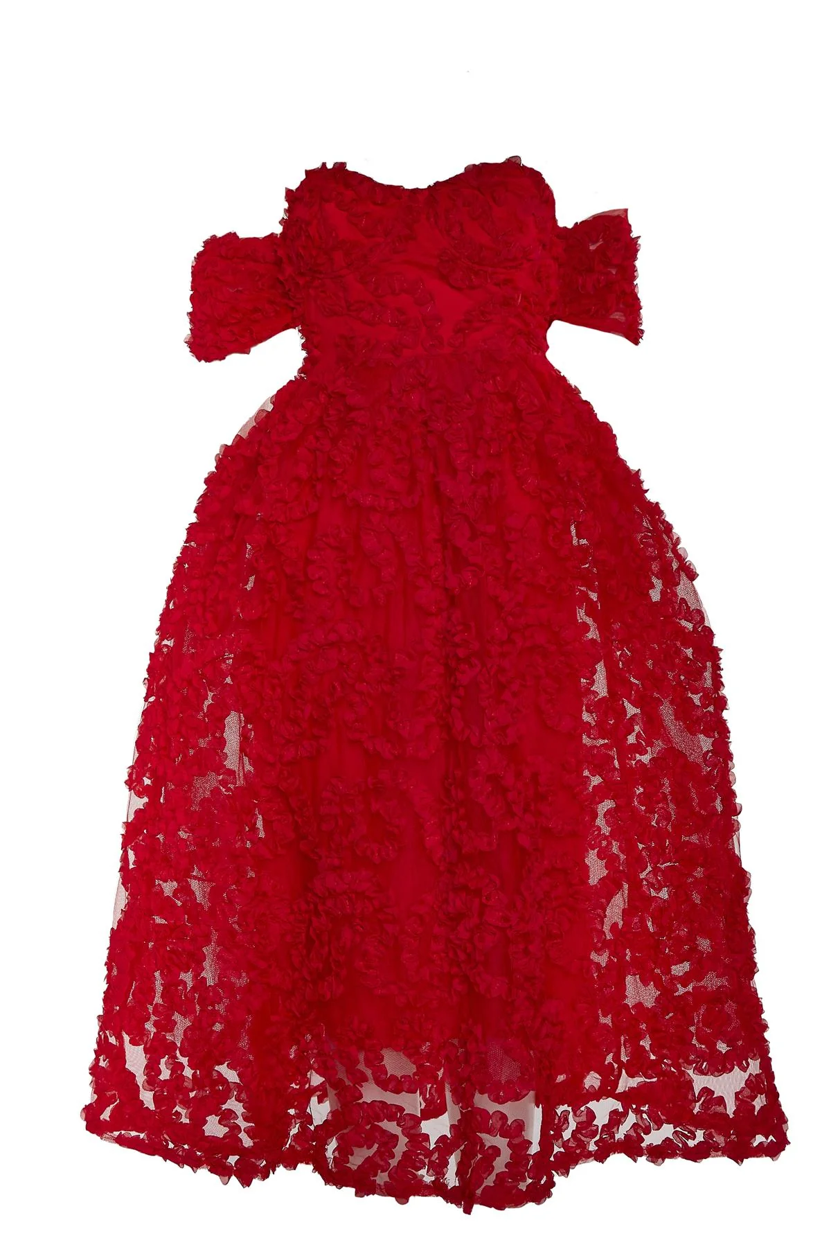 Amelia Red Bardot Bust Cup Midi Dress