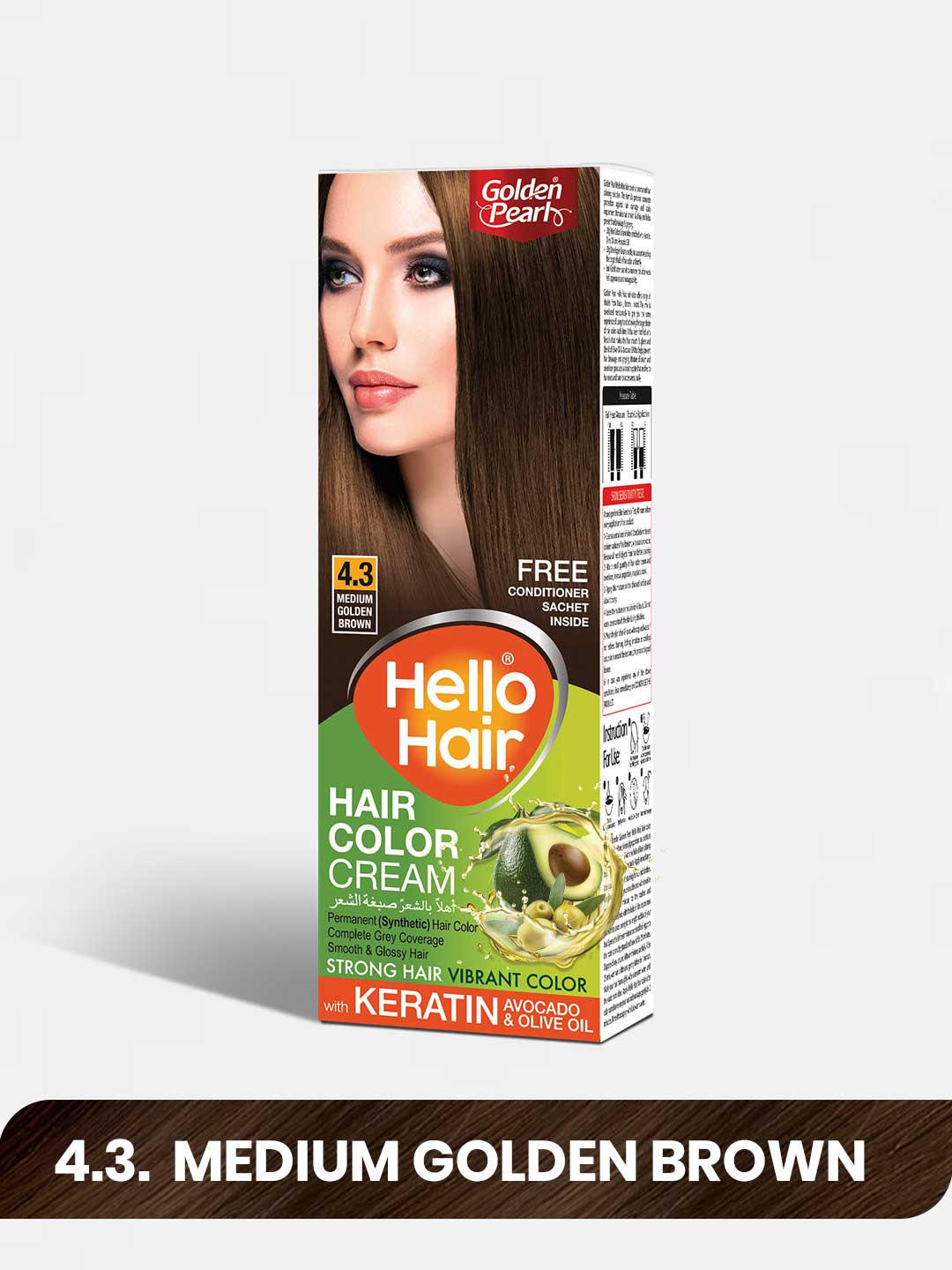 Golden Pearl Hello Hair �?Hair Color Medium Golden Brown 4.3