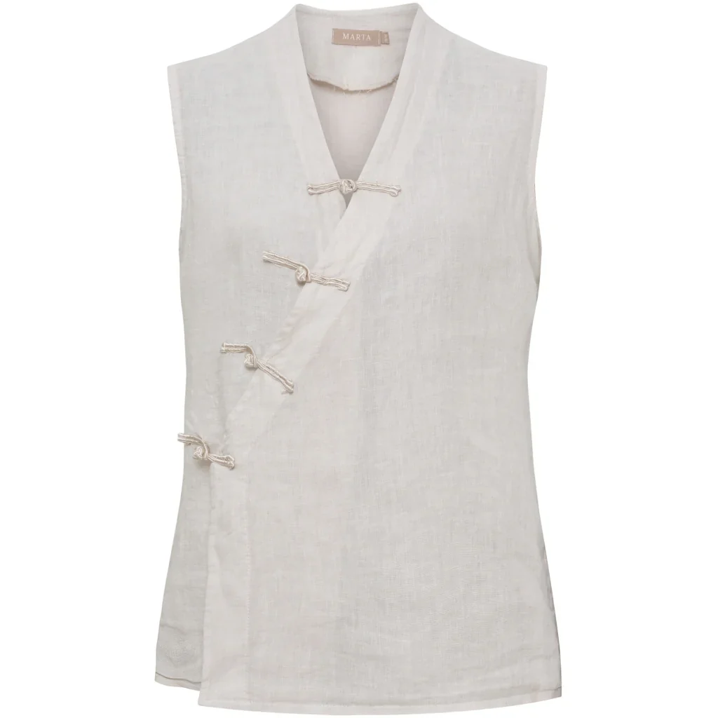 Wrap-Front Linen Top �C Latte | Women's Luxury Linen Top