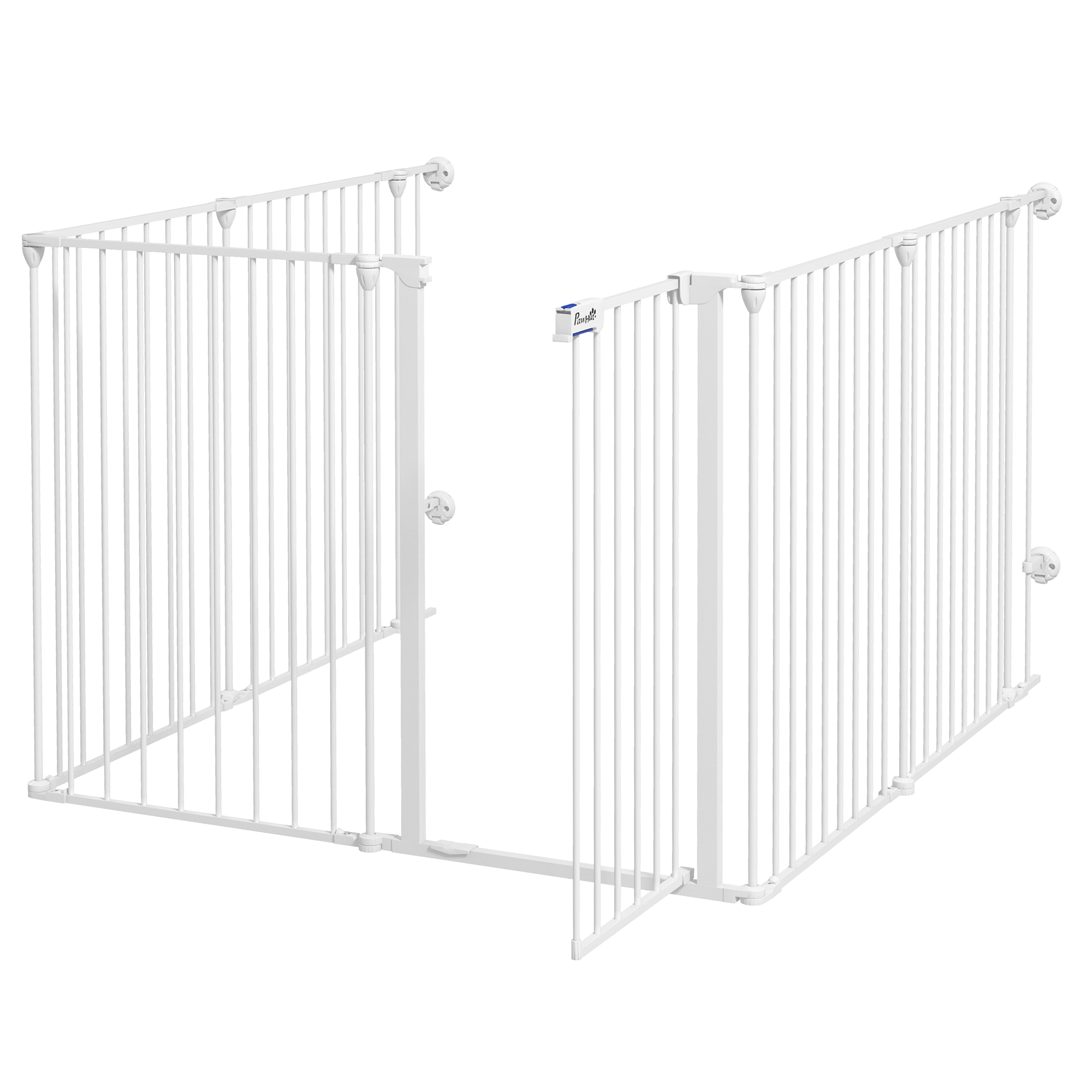PawHut Welpenauslauf, modulares Design, klappbar, Stahlrahmen, für Innen, weiß, 90 x 123 x 102cm