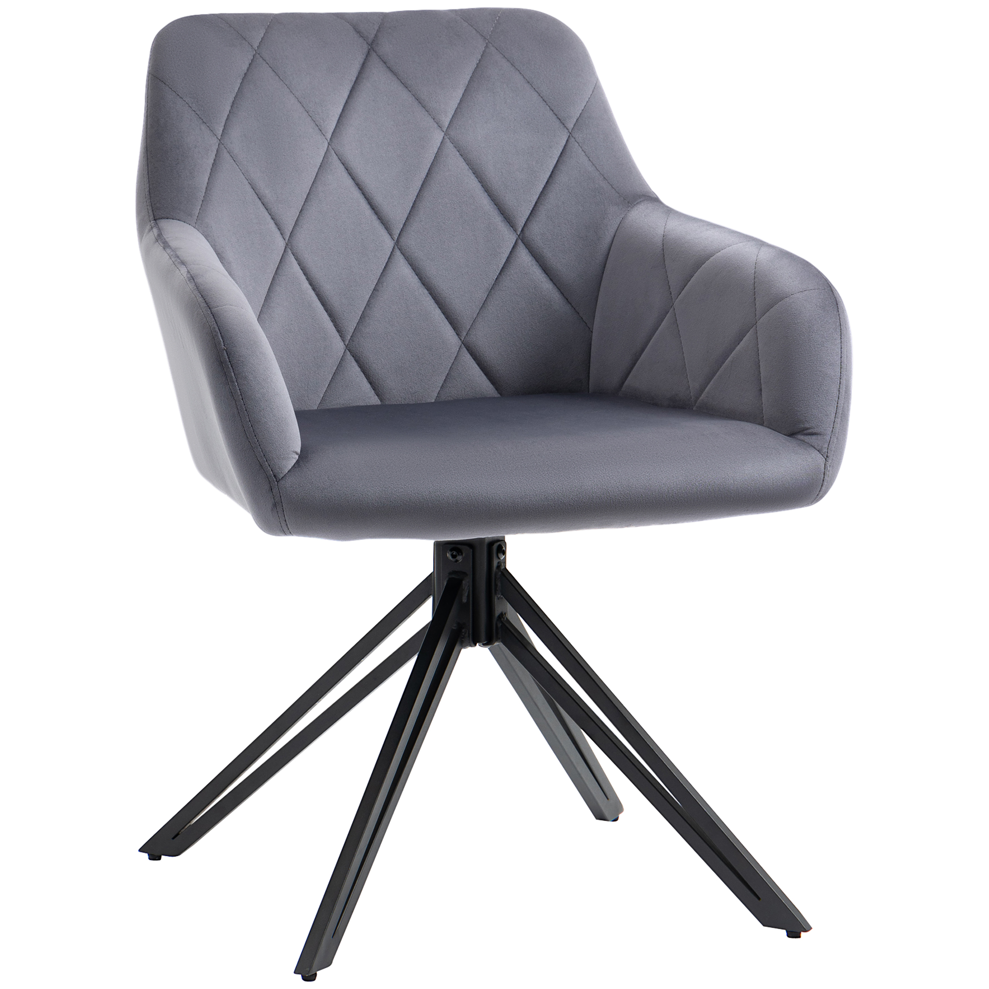 HOMCOM Akzentstuhl im Retro-Design Samtoptik 58 cm x 60,5 cm x 77,5 cm Stahl Grau
