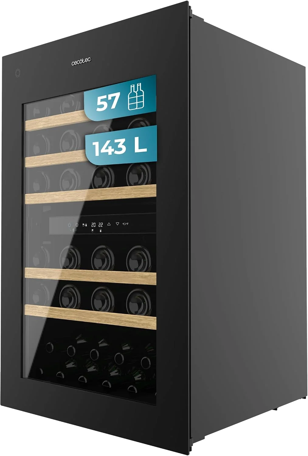 Cecotec Weinkühlschrank, 38 dB, Schwarz, Einbau- 57 Flaschen Bolero Grandsommelier Duo 57000 Touch