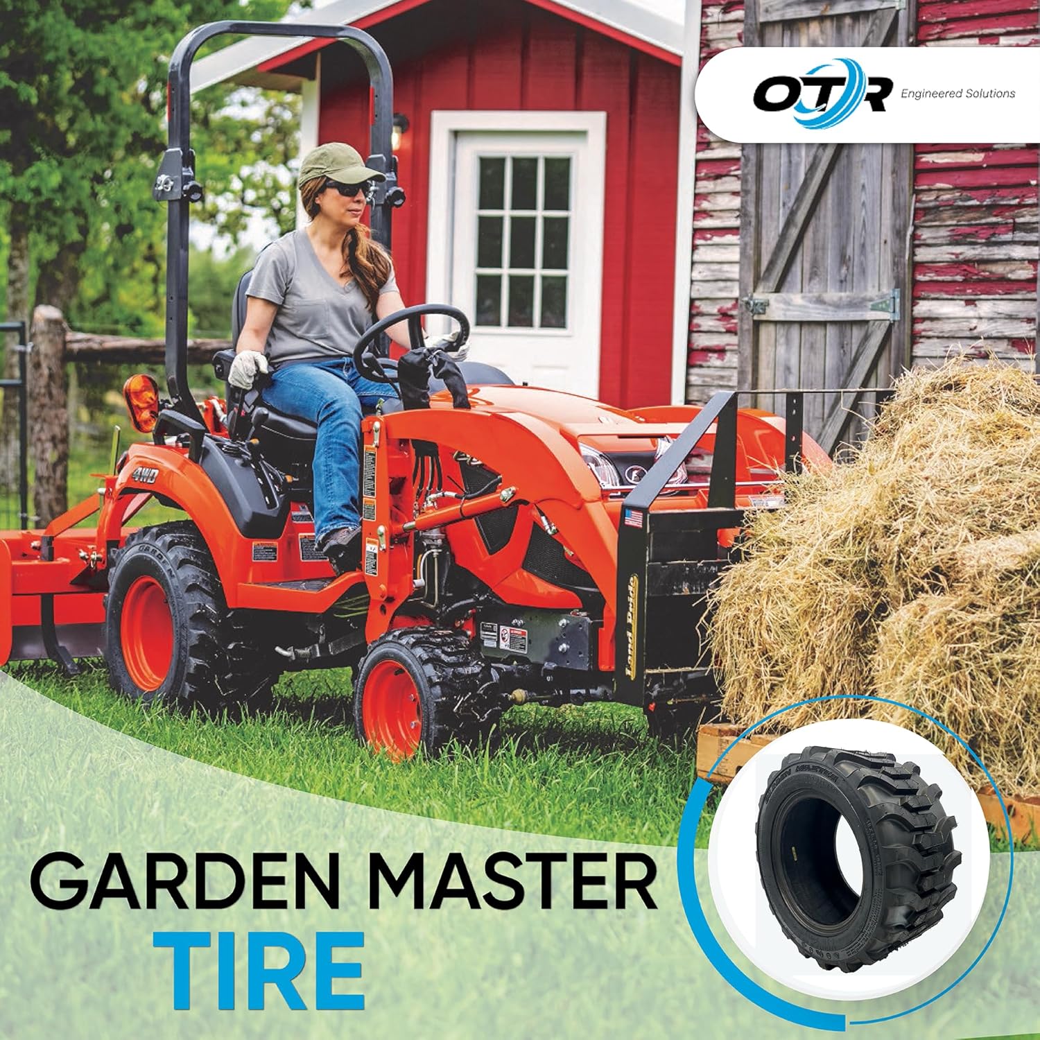 OEM Garden Master Tractor Tire 18&times;8.50 10 &ndash; 4 Ply R 4 Lug Design, Fits Kubota BX Series, Enhanced Traction & Durability