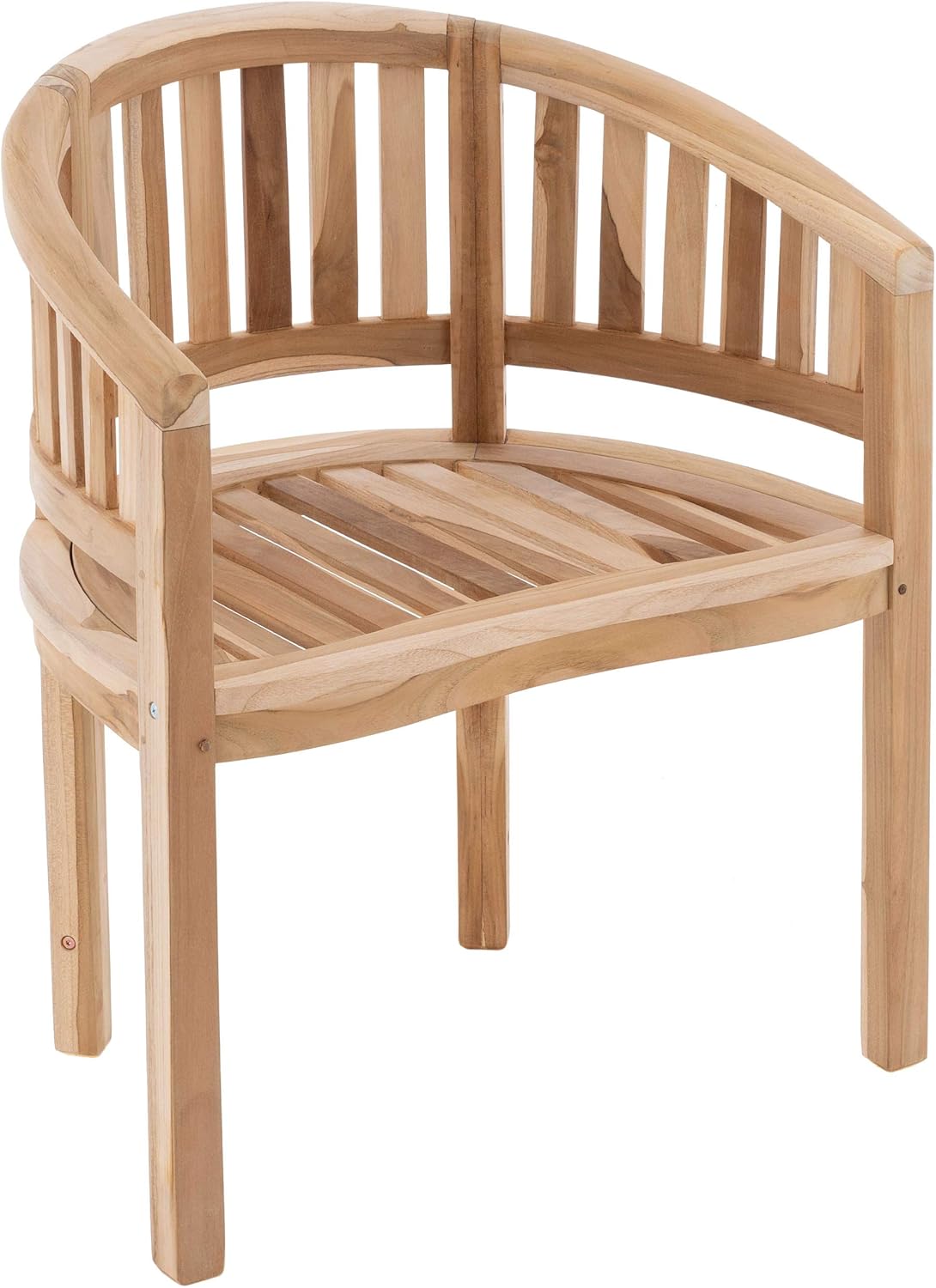 DIVERO Bananenstuhl Miami geschwungen aus Teak Holz, unbehandelt – Reine Handarbeit – Farbe: Natur-Braun