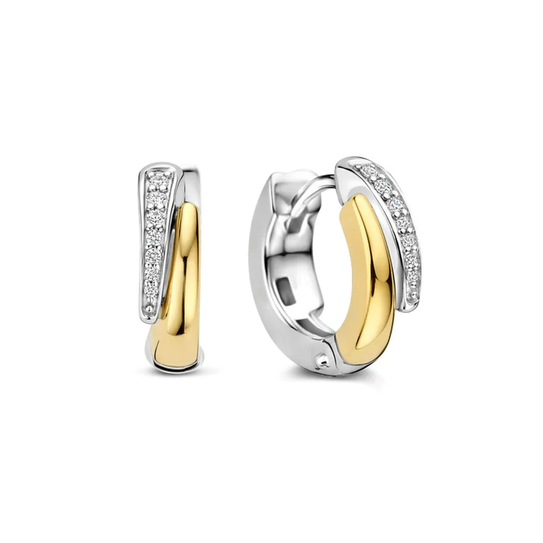 Orecchini Ti Sento Milano a cerchio in argento bicolore con pietre 78052ZY