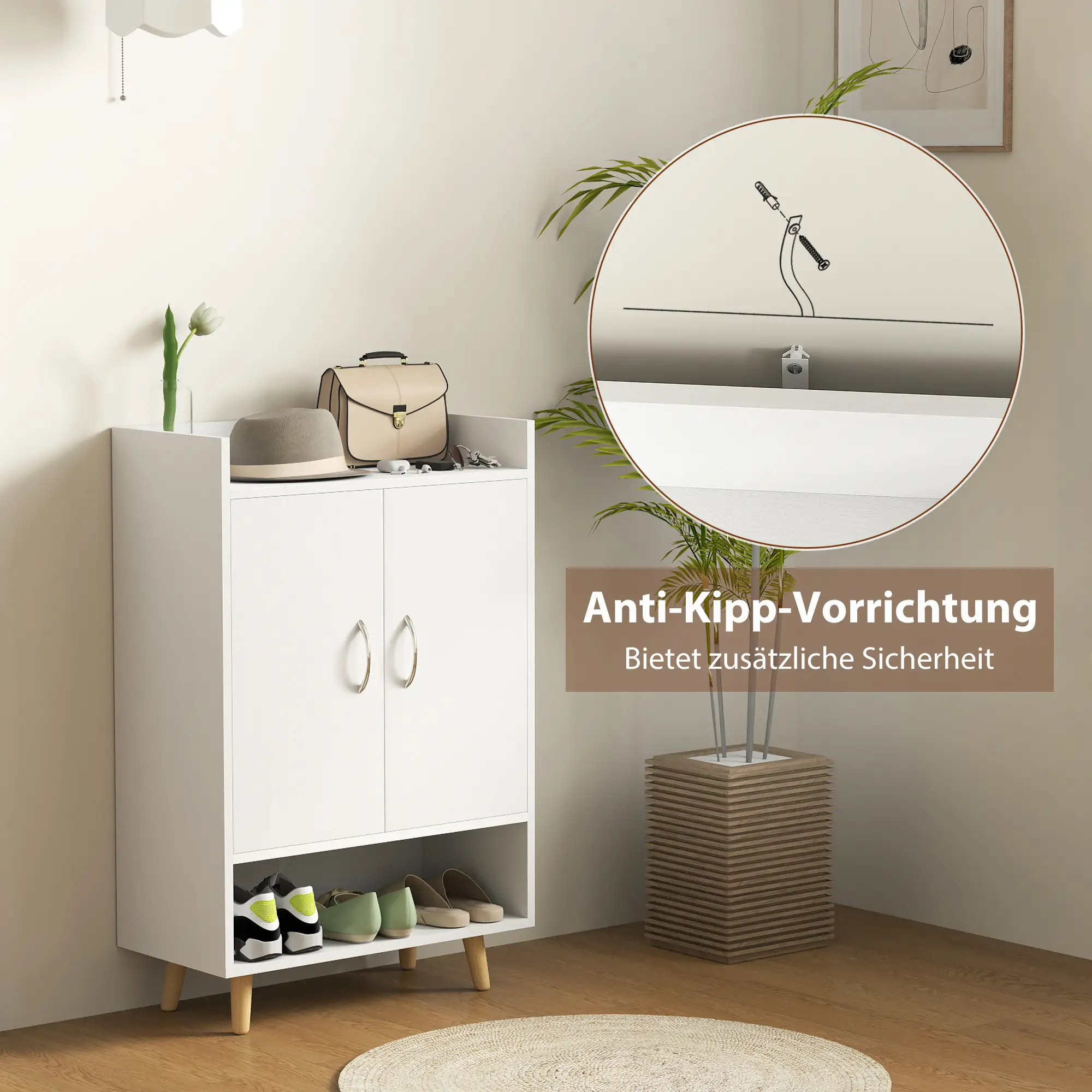 HOMCOM Schuhschrank mit viel Stauraum und kippsicherem Design Weiß