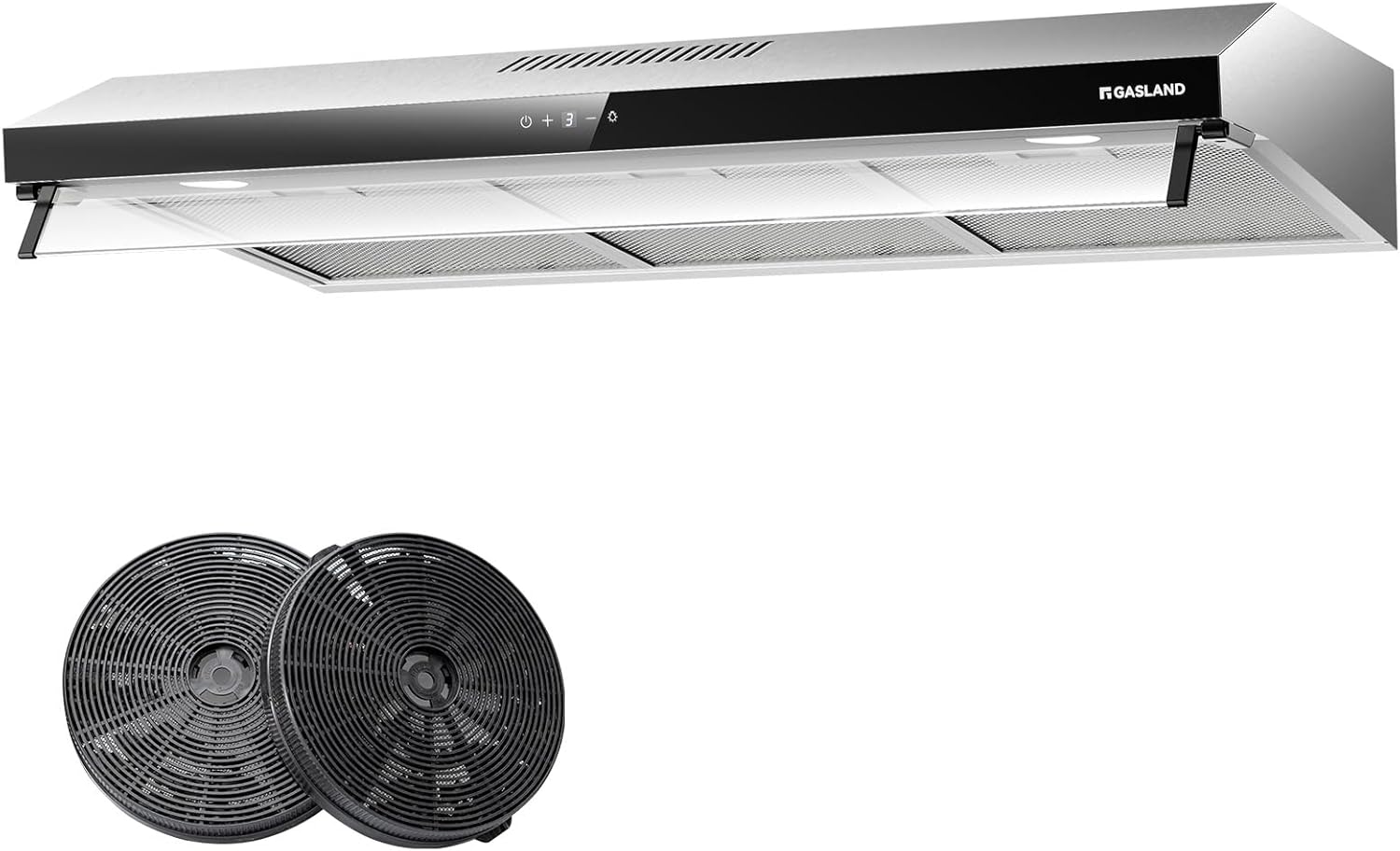 Gasland Chef SR60SS Recirculating smoke extractor 60 cm, Silent smoke extractor 202 m鲁/h activated carbon filter 3 levels Touch Control Built-in hood Stainless steel Silver