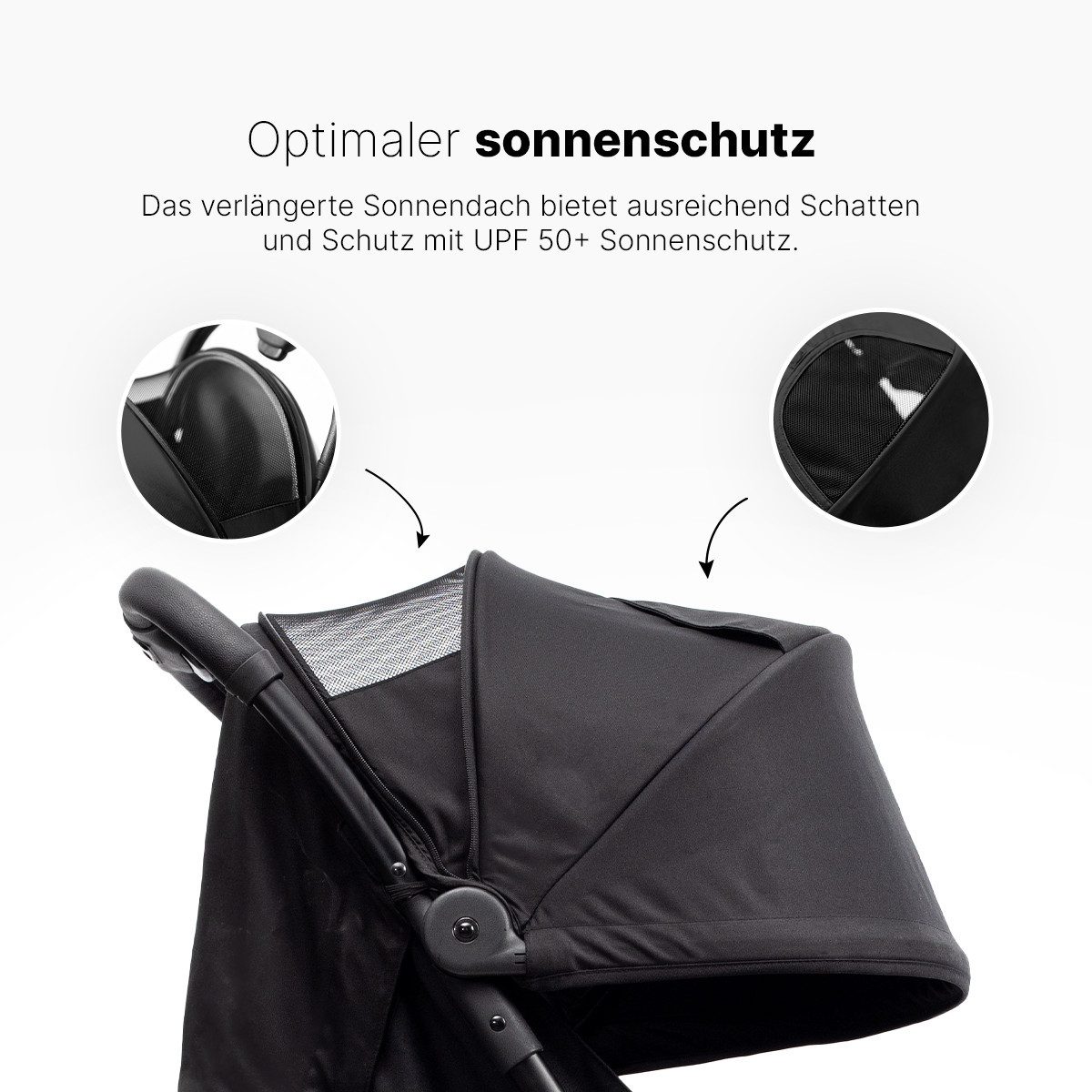 Kombi-Kinderwagen Kinderwagen Schwarz – Leichtgewicht Buggy - MagicFold™ Technology