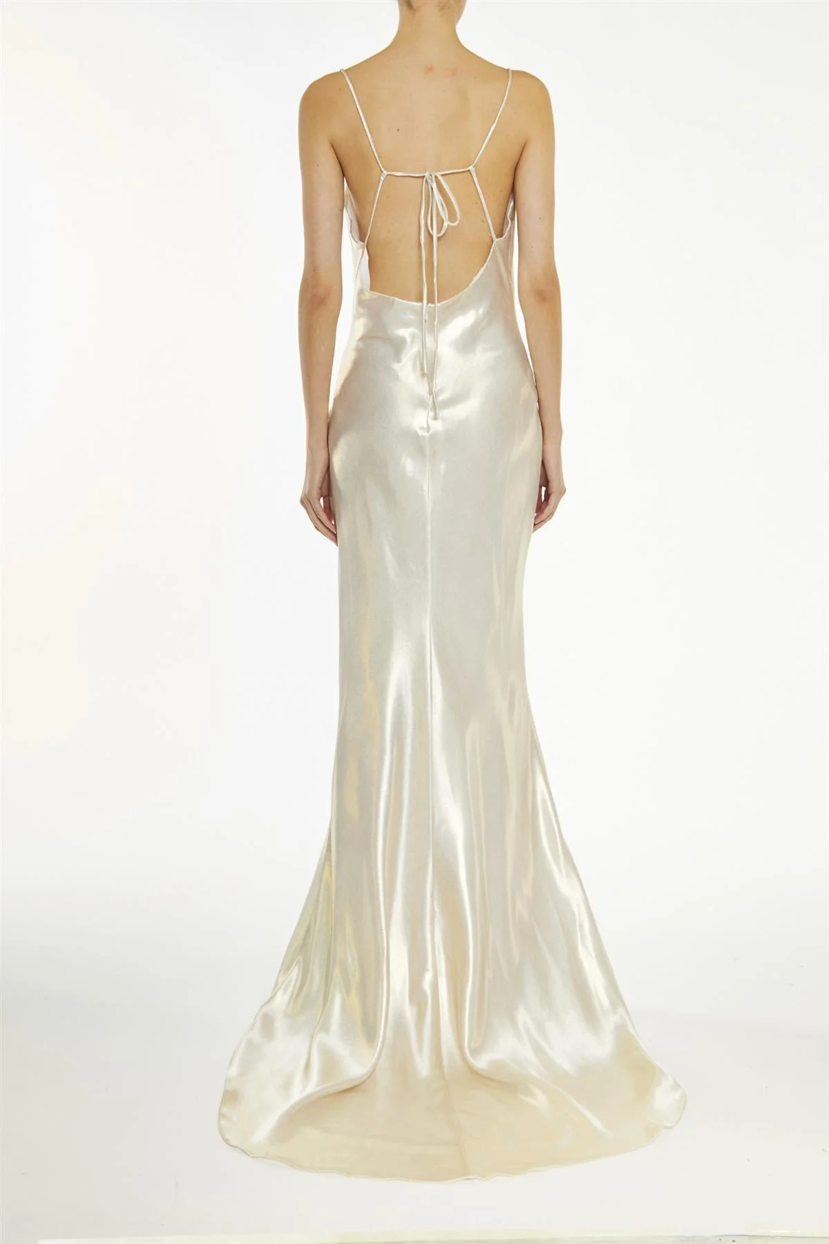 Pippa Pale-Gold Metallic Cowl-Neck Slip Dress