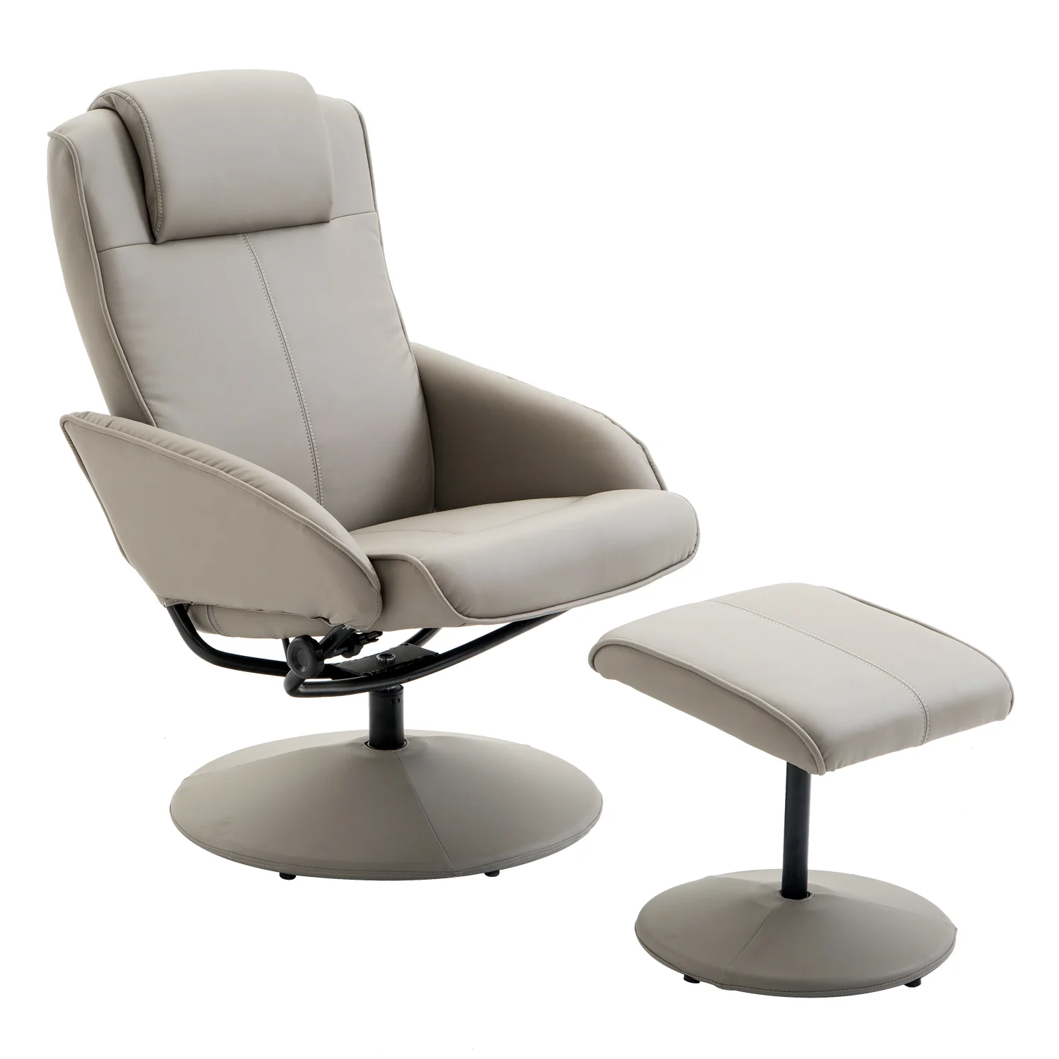 HOMCOM Relaxsessel mit Hocker ergonomisch neigbar Kunstleder Grau