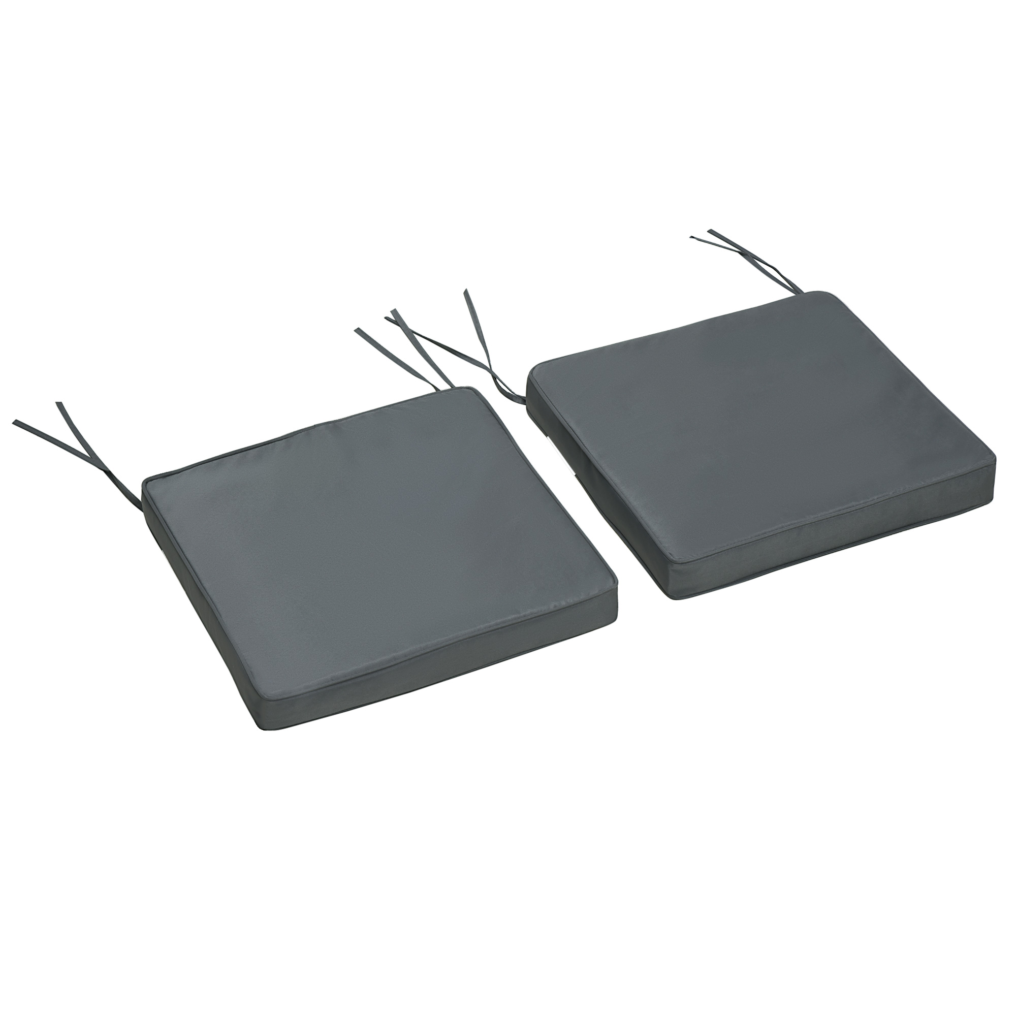 Outsunny Set aus 2 Gartenstuhlkissen Gartenstuhlauflage Abnehmbarer Bezug 5 cm Polsterung Polyesterstoff 45L x 45B cm Dunkelgrau