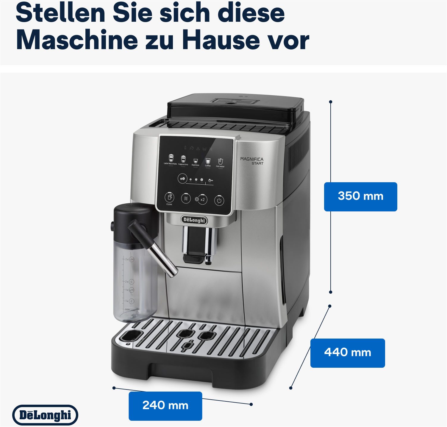 Kaffeevollautomat Start Milk ECAM220.80.SB, Milchkaraffe inklusive, Perfekter Cappuccino