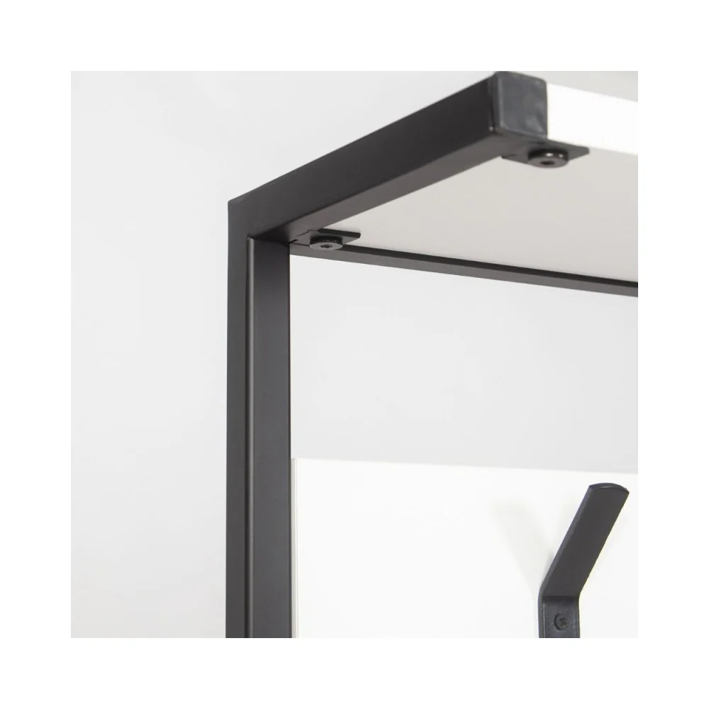 Scaffale ingresso appendiabiti in metallo nero con particolari bianco Nomad