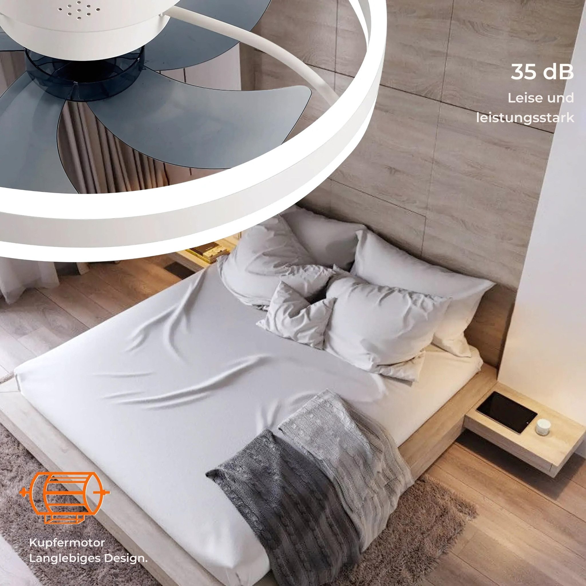 Deckenventilator mit LED-Beleuchtung und Fernbedienung