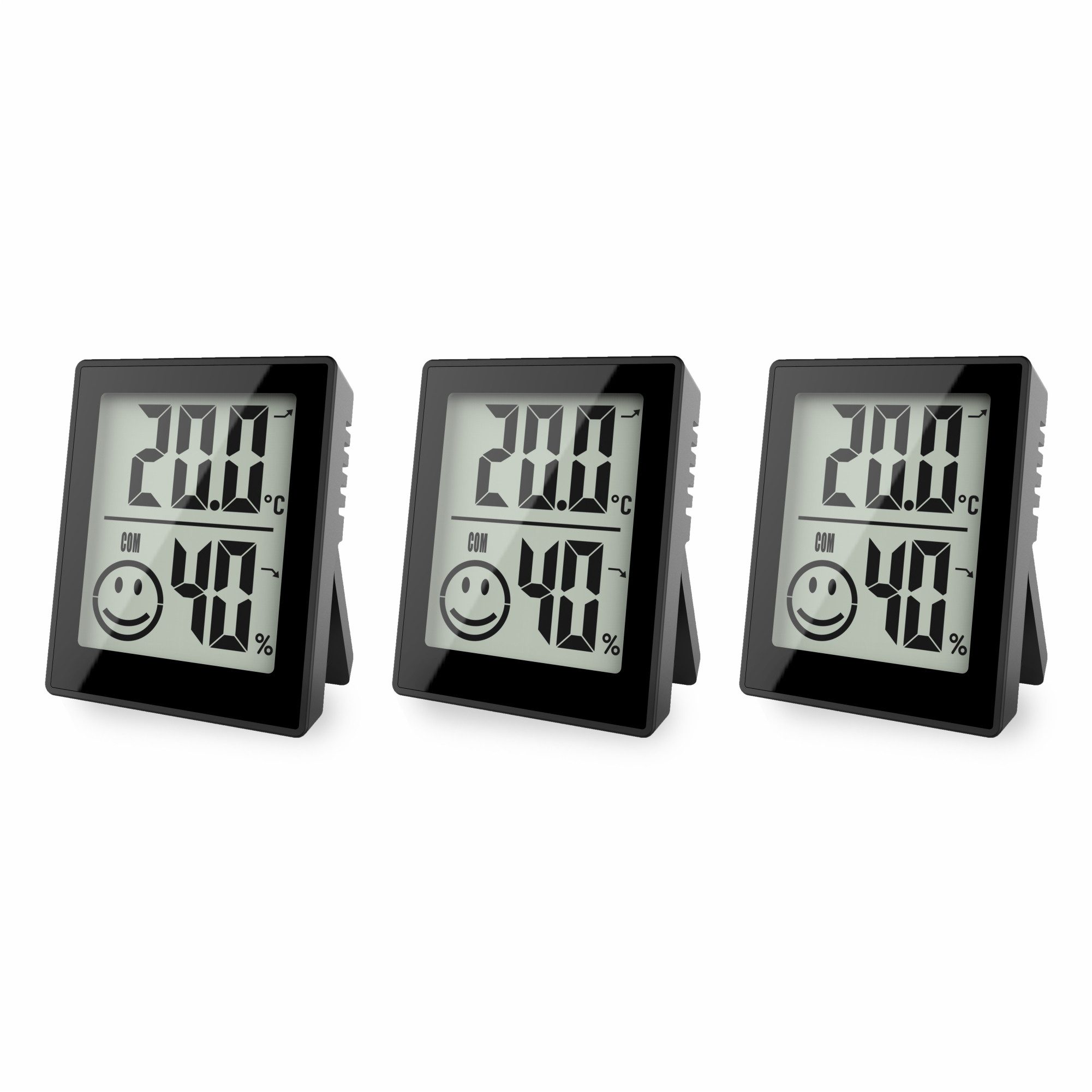 Klimamesser Thermo-/Hygrometer 3er Set mit Smiley-Anzeige