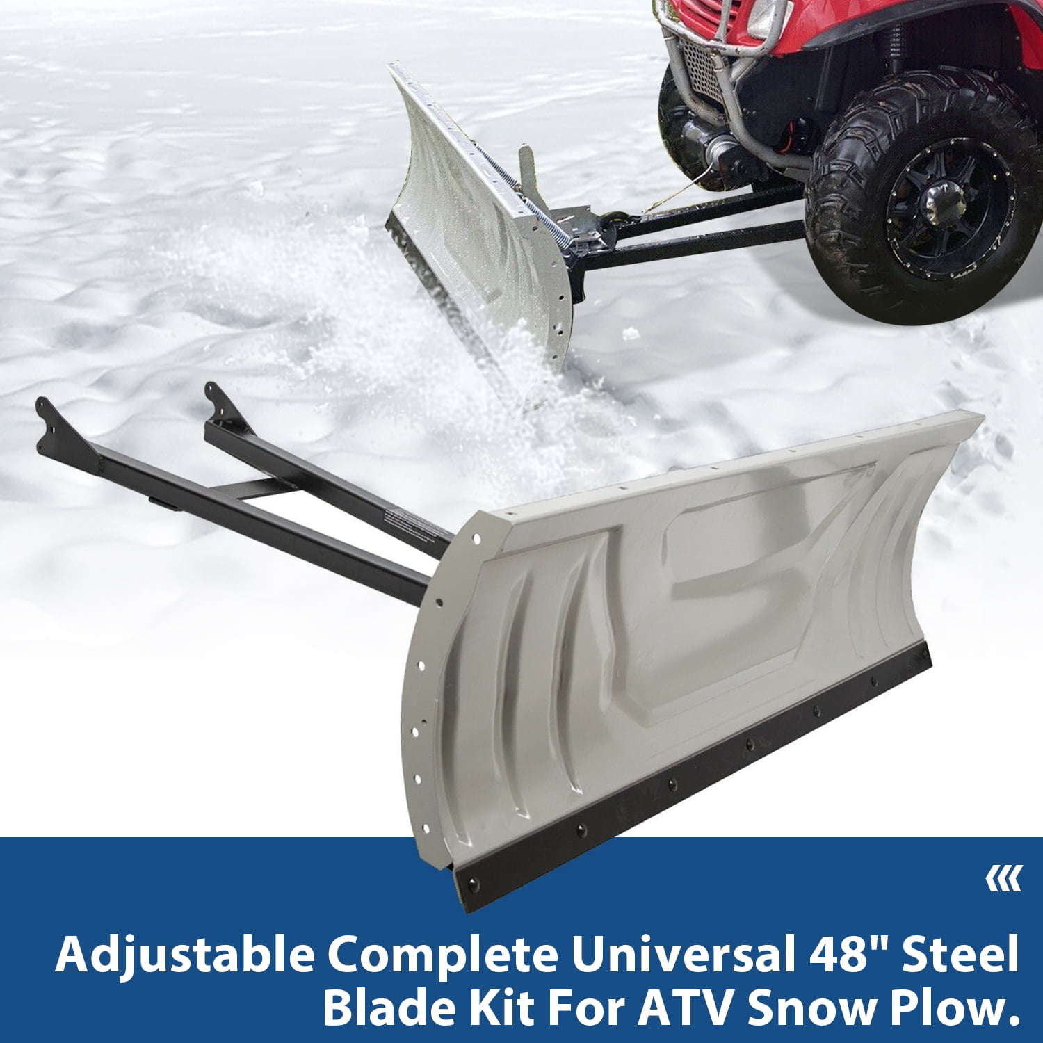 Kojem Universal Snow Plow Kit 48′′ Steel Blade for ATV Honda Kawasaki Polaris Yamaha