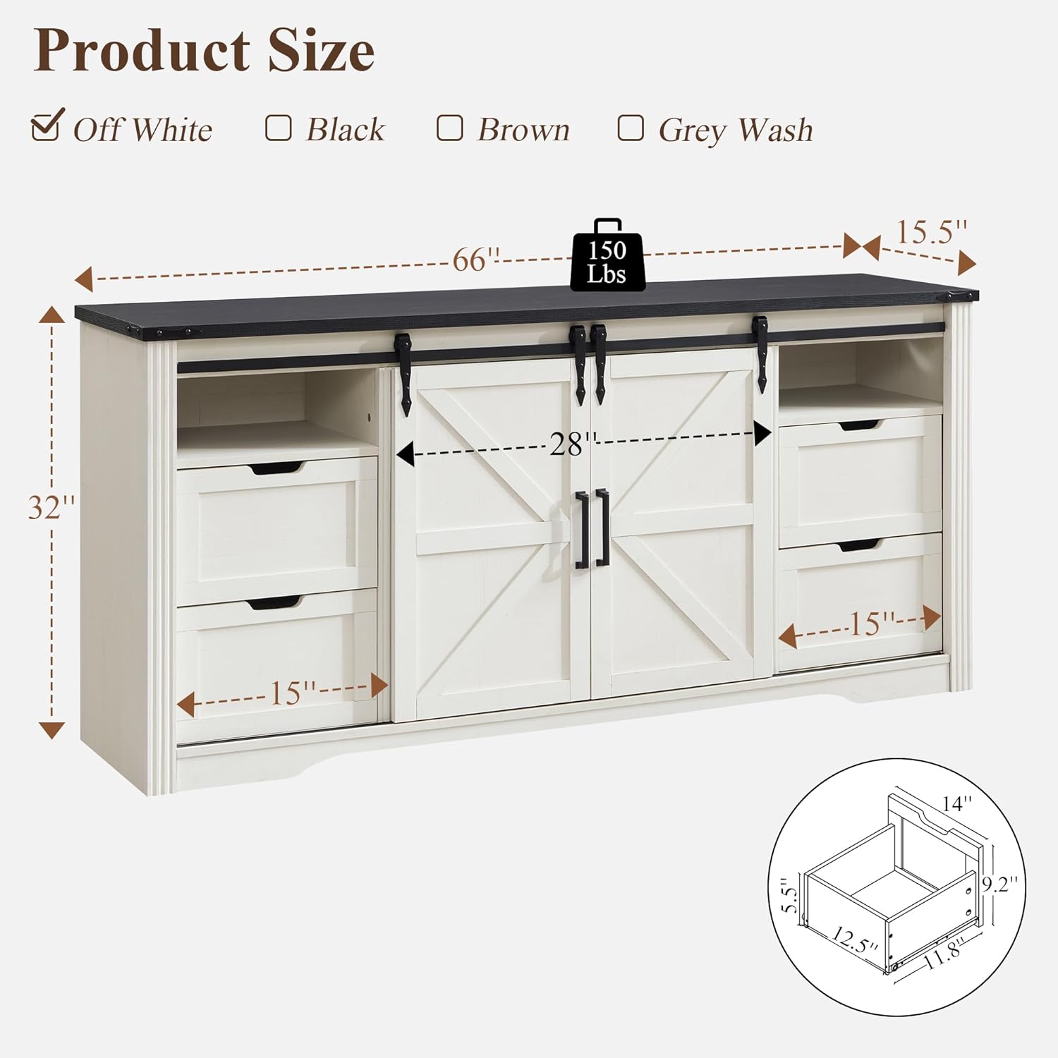 LINGMU Farmhouse TV Stand for 75 80 Inch TV, 32