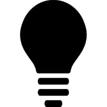 l'icona della lampadina in bianco e nero