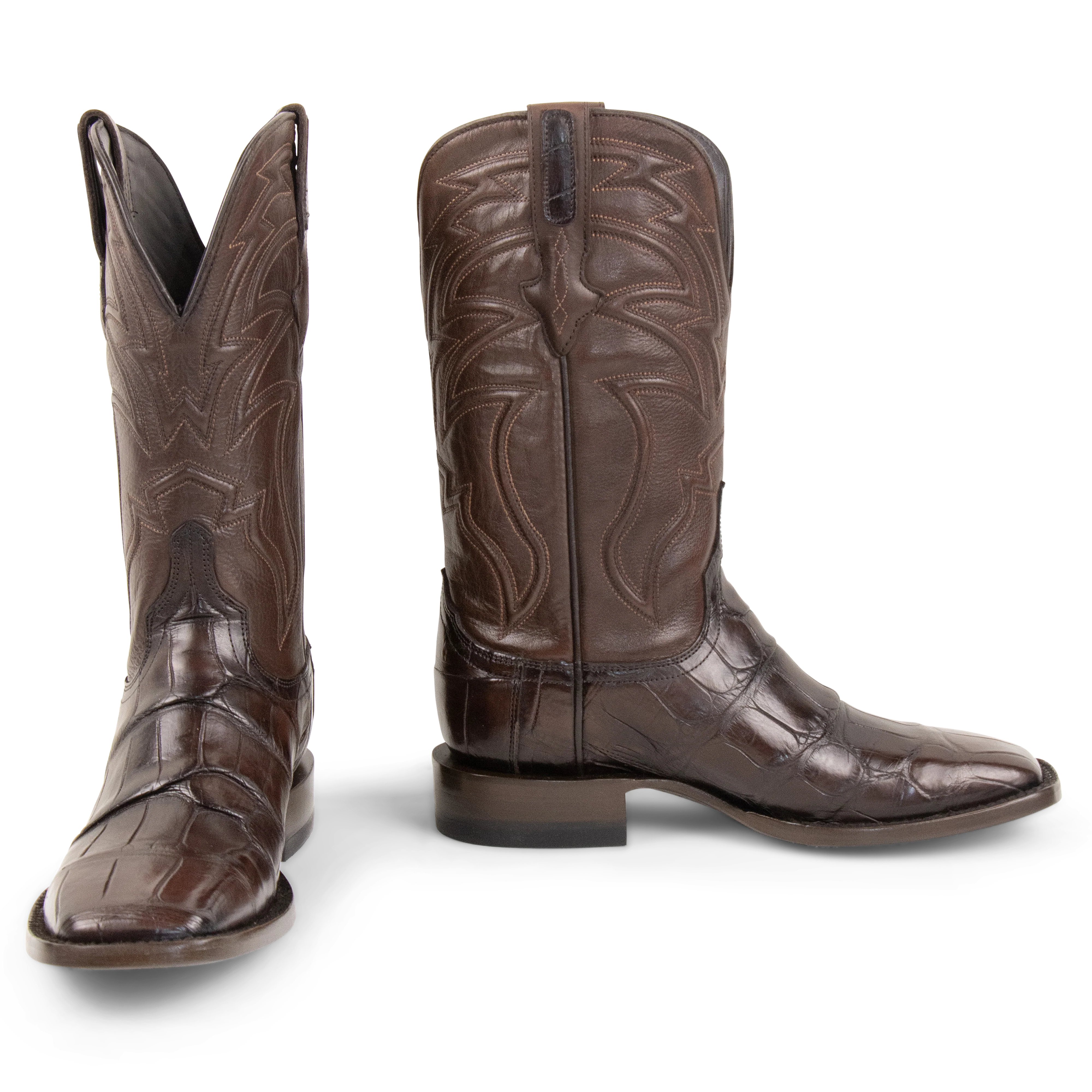 Resistol Boots Brown Gold Alligator - Square Toe