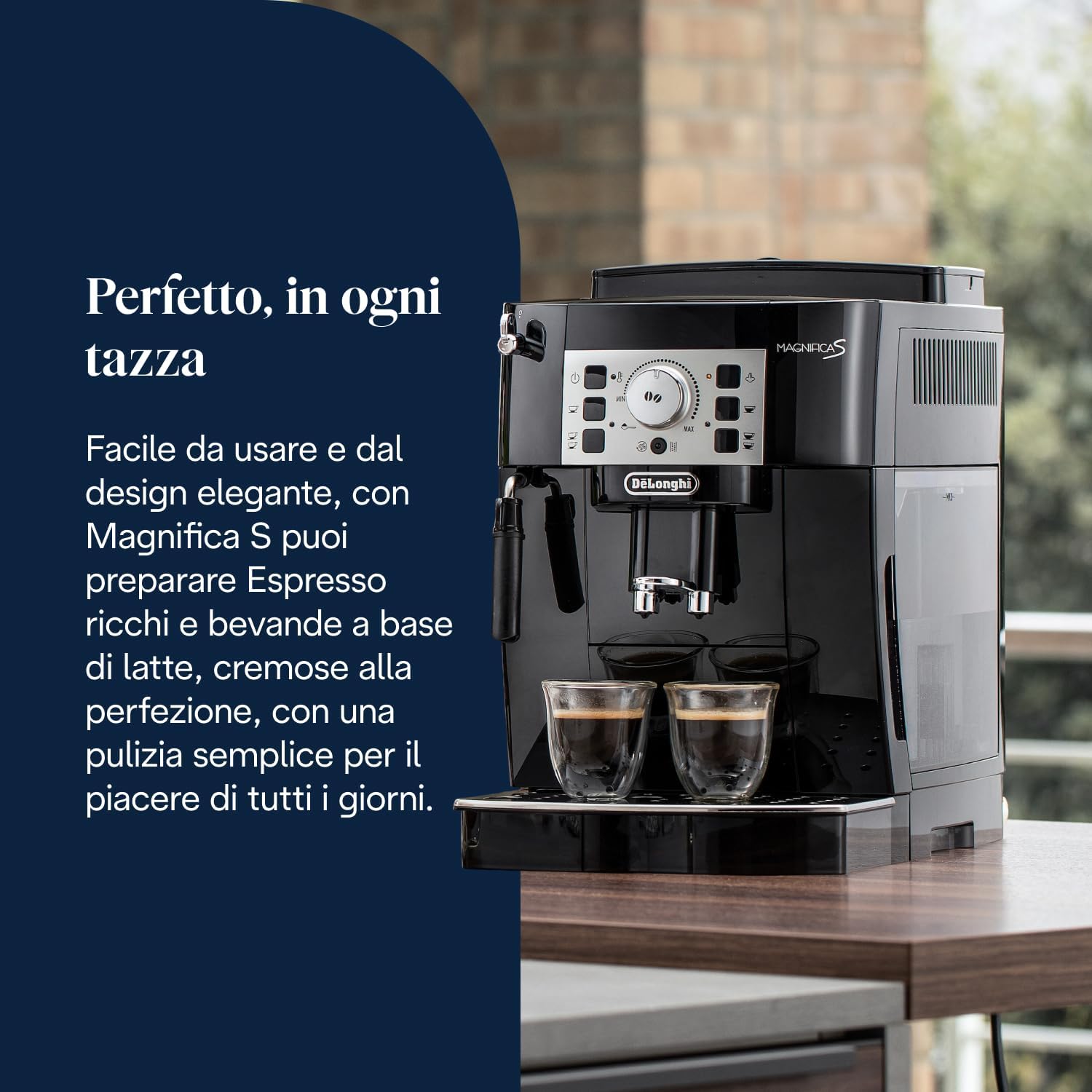 Magnifica S ECAM22.110.B Macchina da Caffè Automatica per Espresso e Cappuccino, Caffè in Grani o in Polvere, 1450 W, Nero