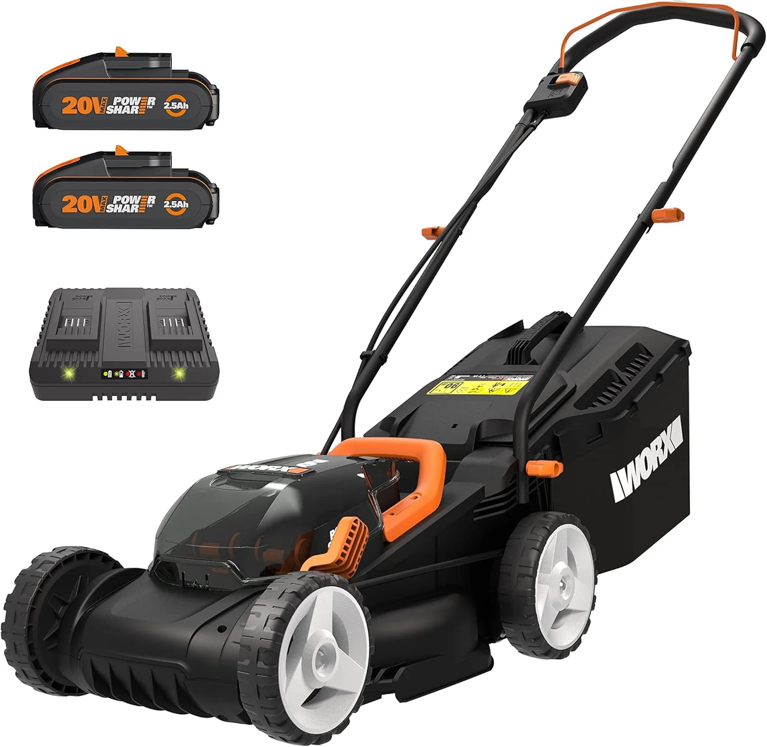 Worx Nitro 34 cm Accu grasmaaier, Elektrische grasmaaier, WG779E, 40 V PowerShare PRO 2 ST. 2,5 Ah Accu (Accu's & Oplader inbegrepen)