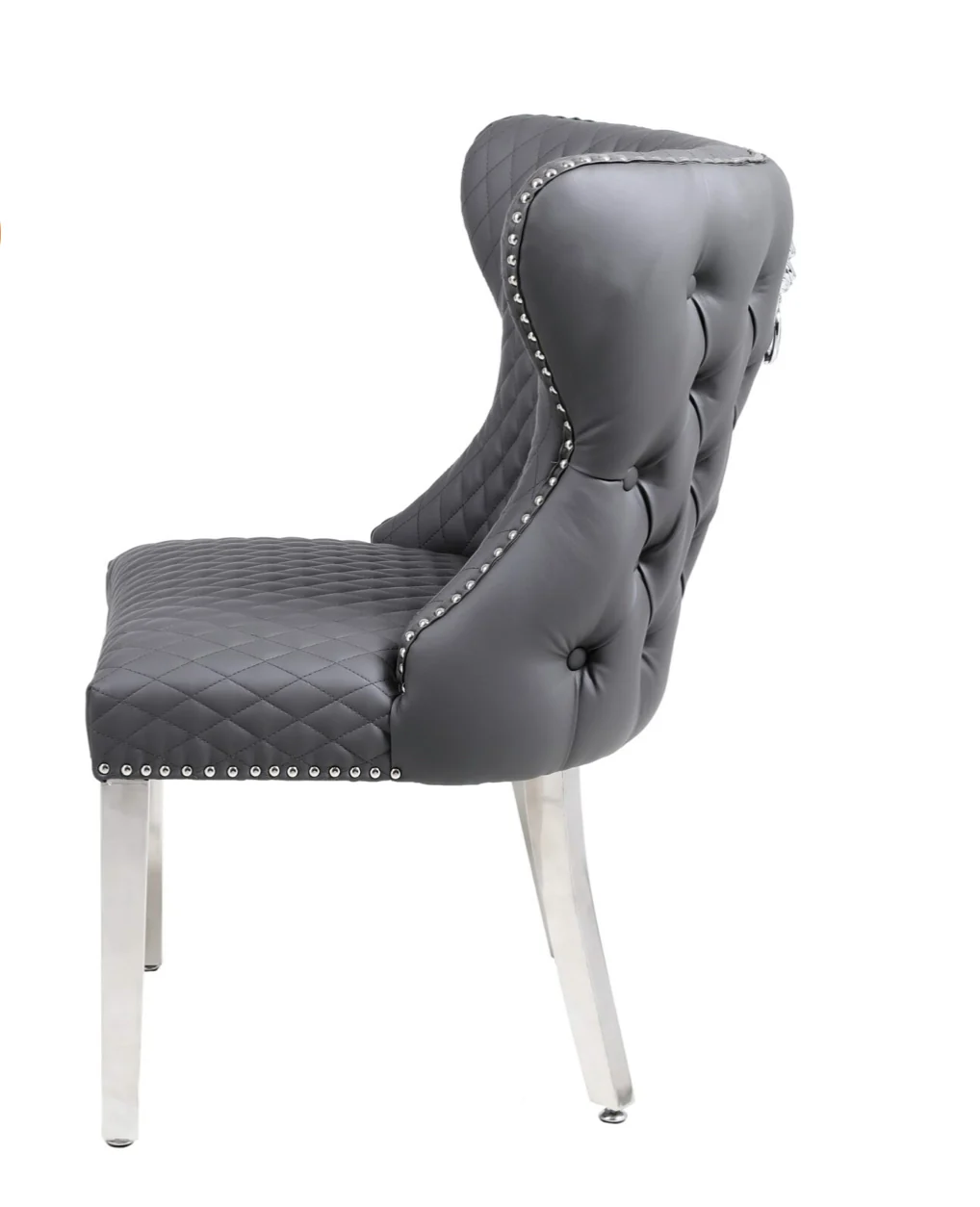 Valentino Dining Chairs – Set of 2 | Dark Grey PU Leather, Modern Style