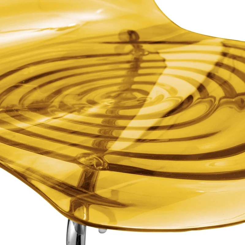 Acrylic Dining Chair with Chrome Legs Modern Accent Side Chair Water Ripple Design Seats